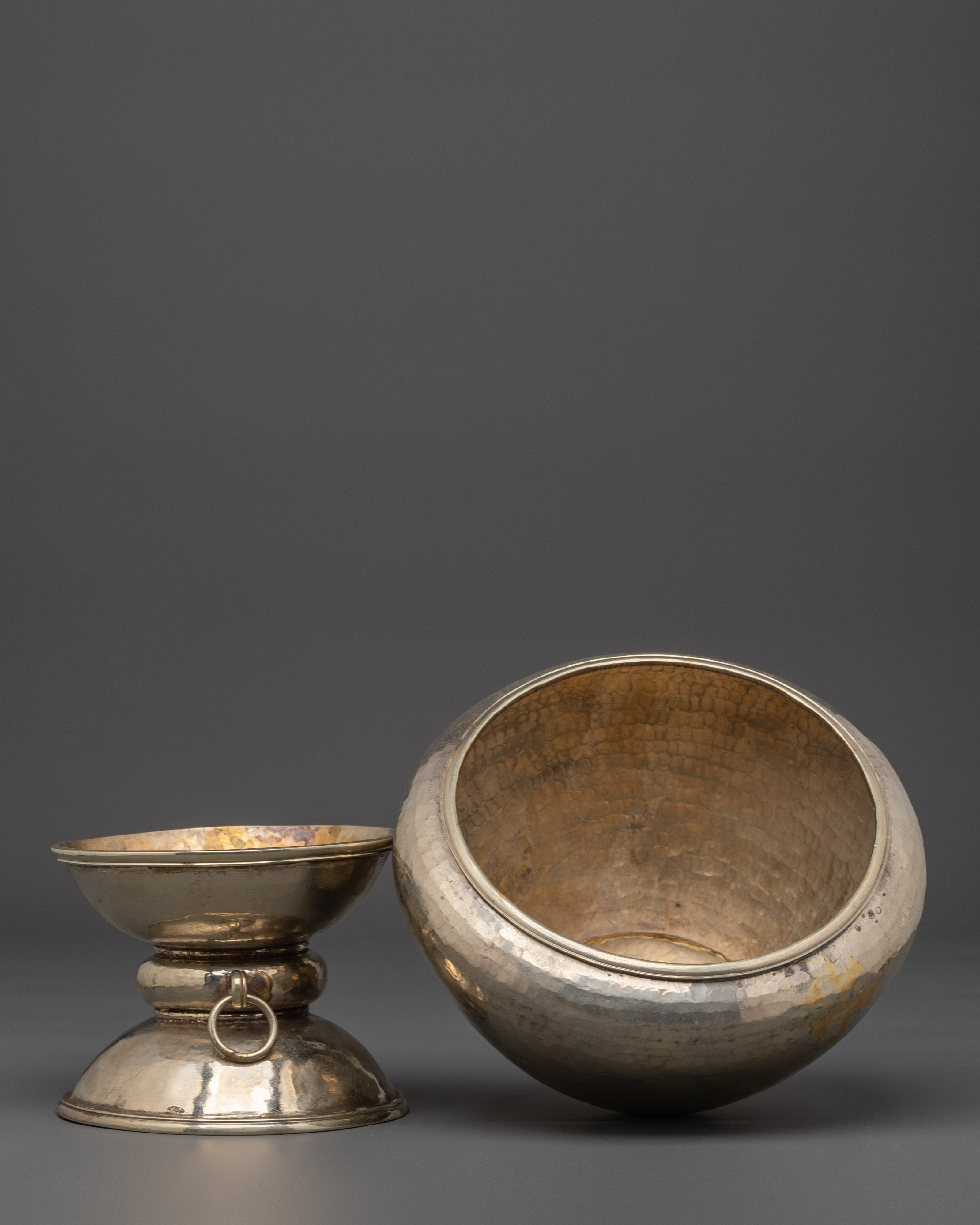Handmade White Metal Golpa  | Traditional Ritual Bowl