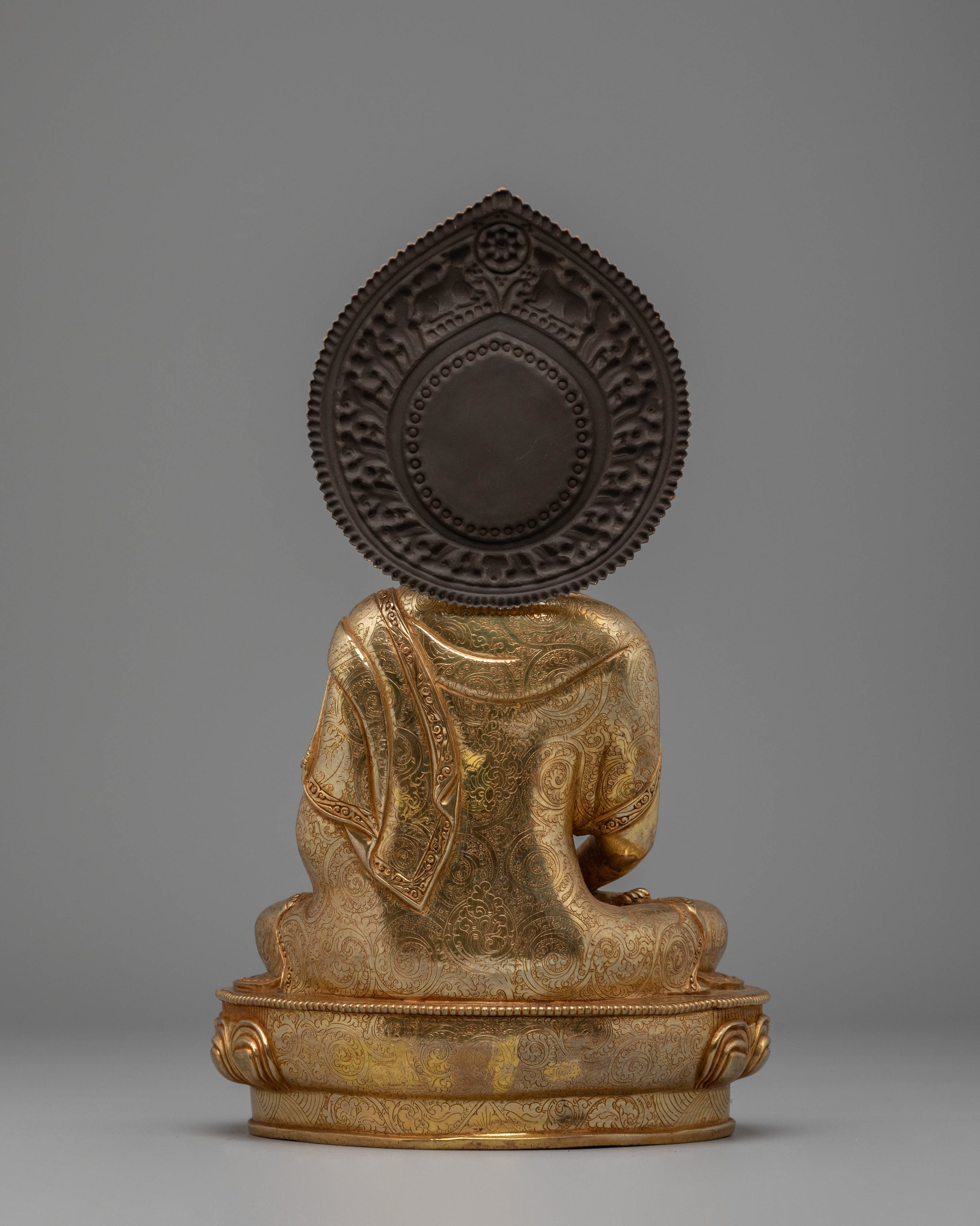 Handcrafted Amitabha Buddha Statue with Copper Body and 24K Gold Gilding