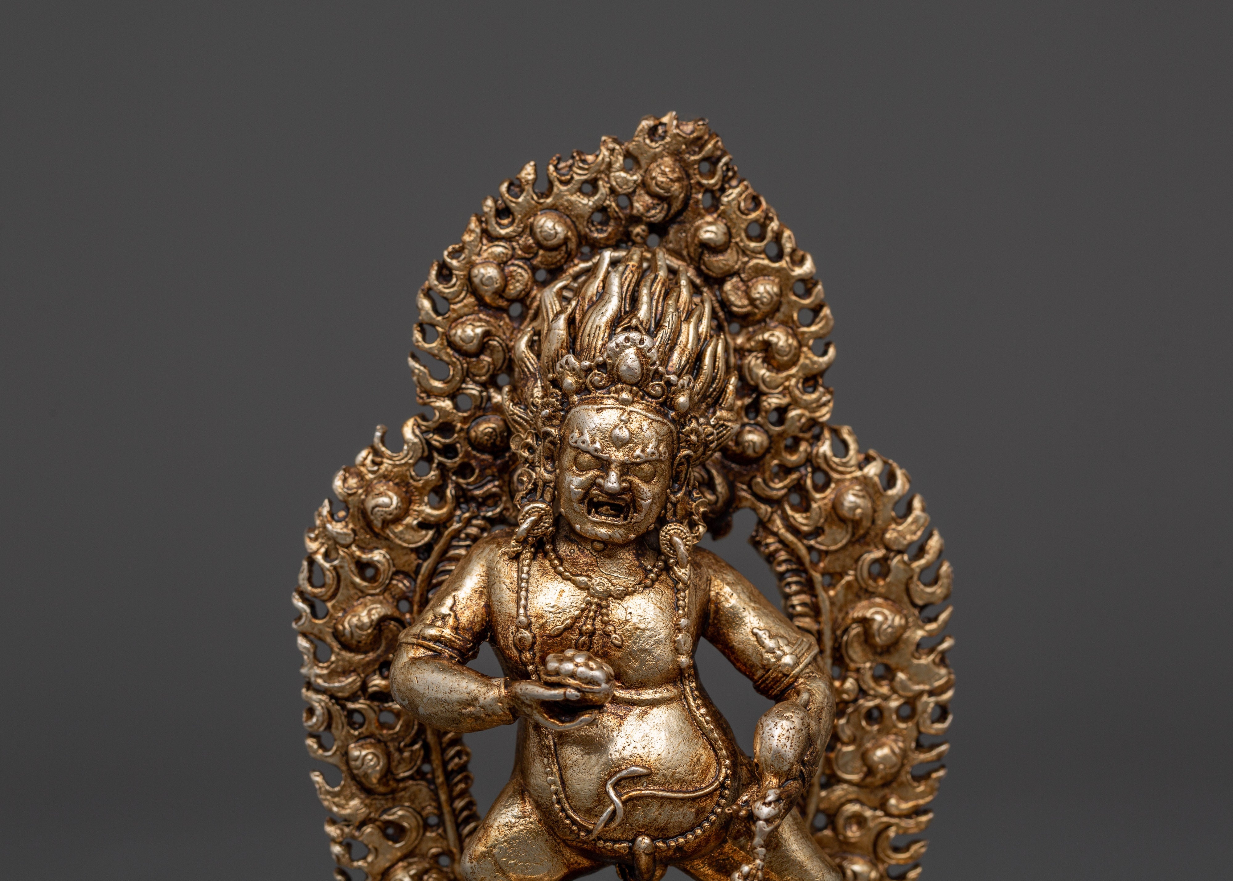 Black Dzambhala Tibetan Wealth Deity Statue | Copper Buddhist Sculpture for Home Decor