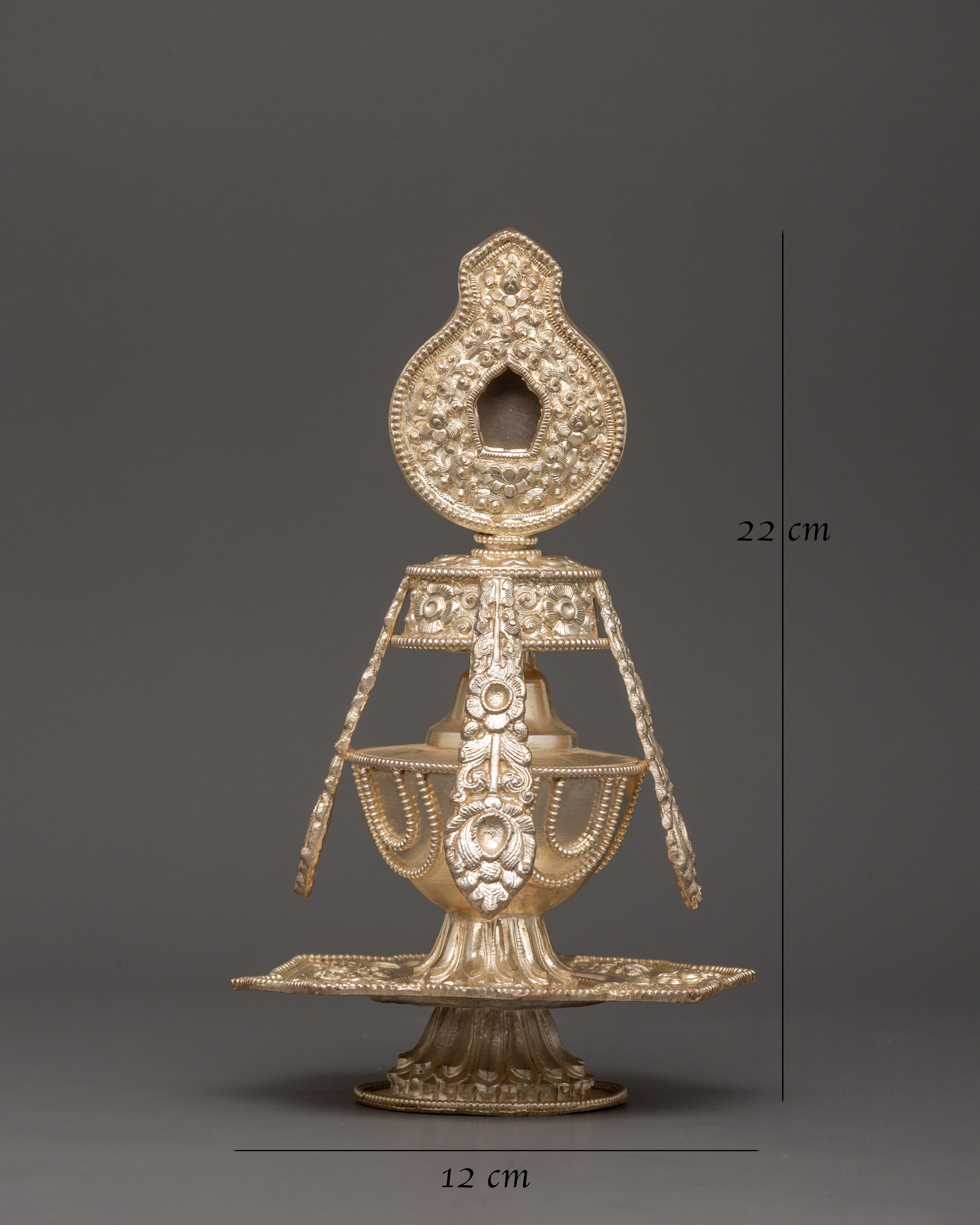 Handmade Copper Life Vase | Tibetan Ritual Vase with Silver Plated Finish