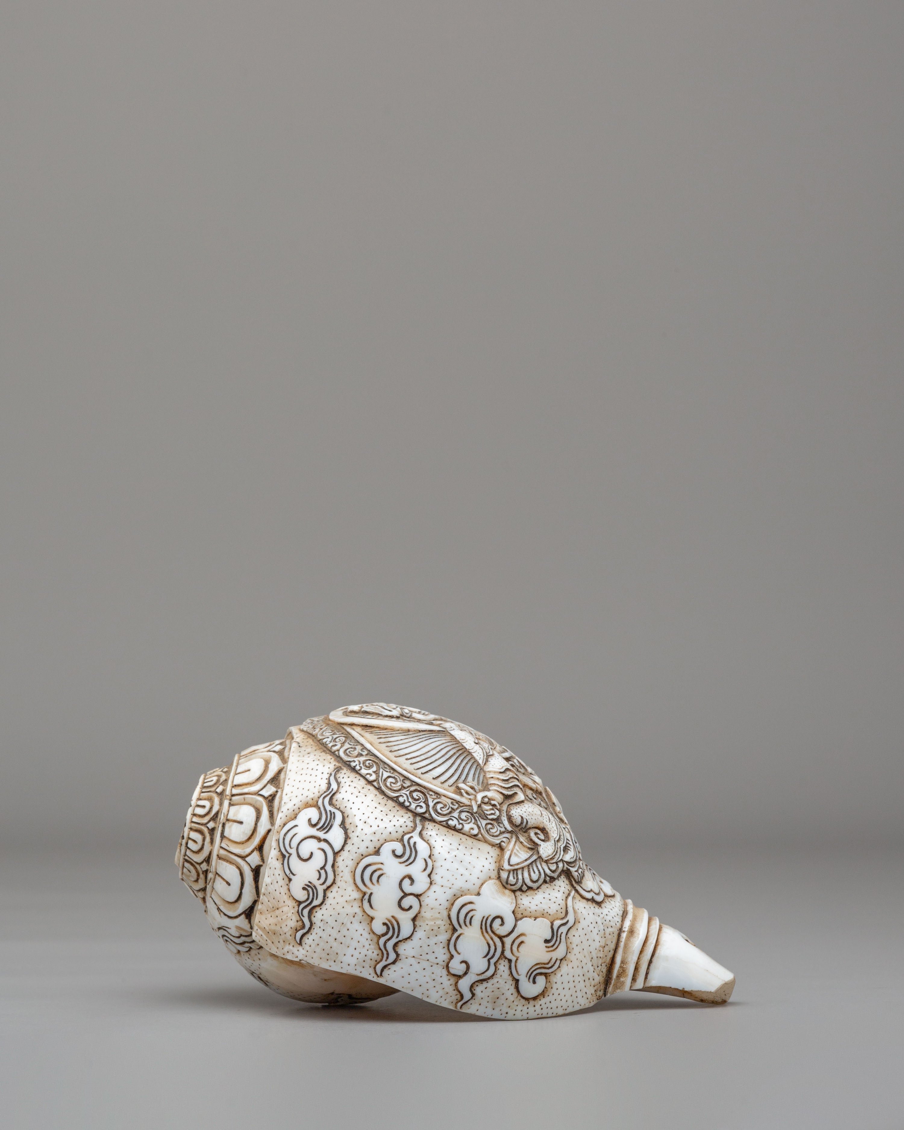 Guru Rinpoche Ritual Conch | Handcrafted Tibetan Conch for Sacred Ceremonies