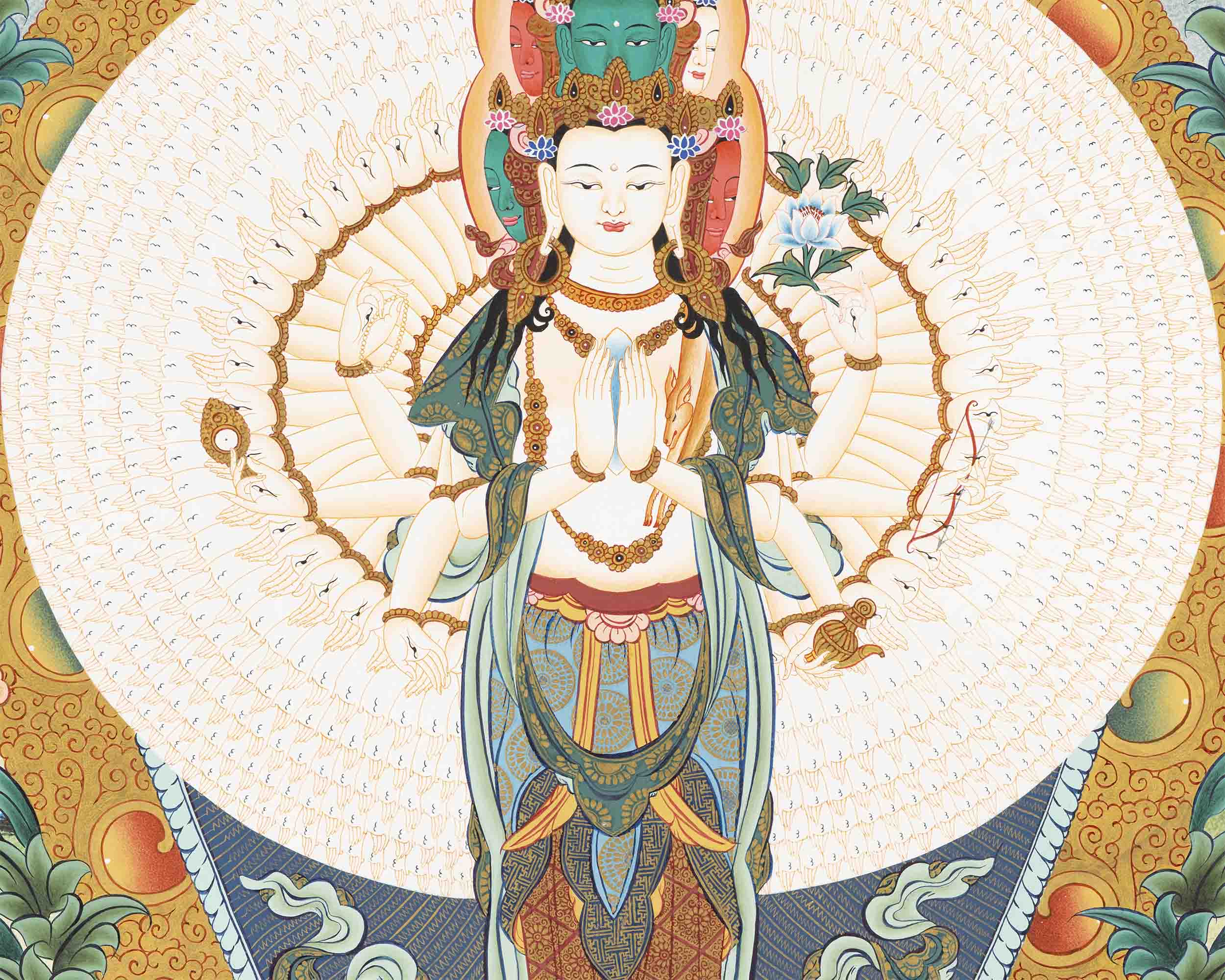 1000 Armed Avalokiteshvara Thangka | Tibetan Wall Hanging