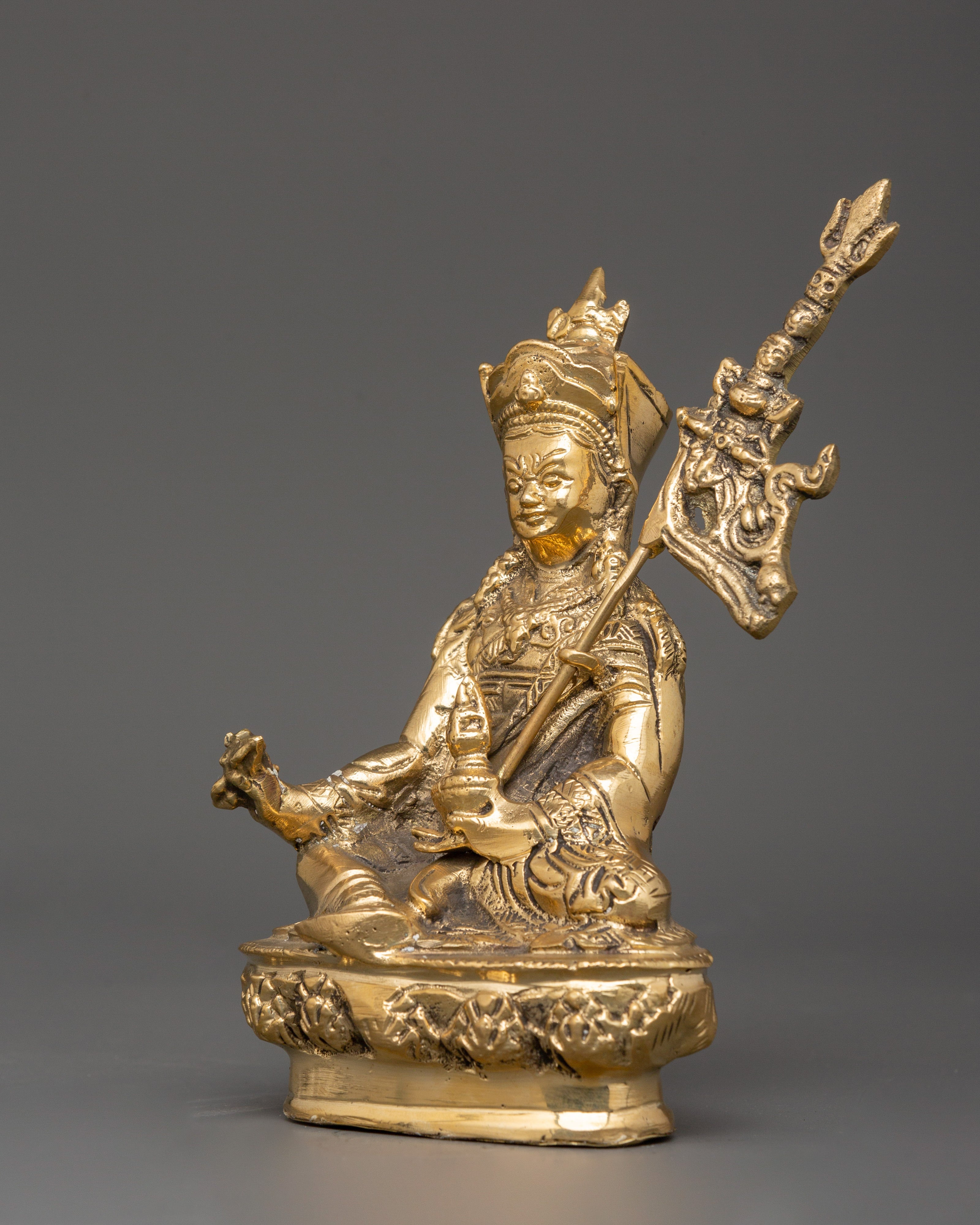 Brass Guru Rinpoche Statue | The Lotus-Born Master of Tibetan Buddhism