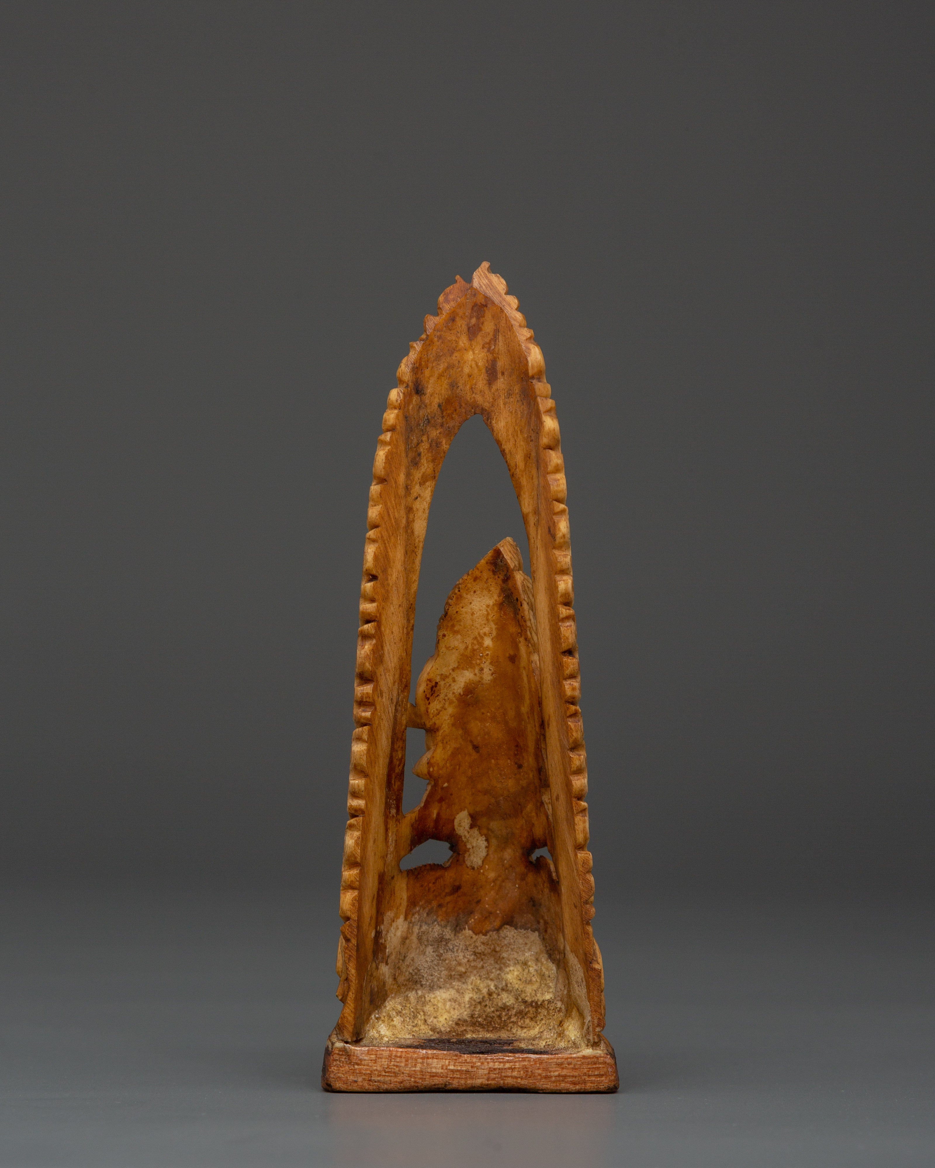 Wrathful Deity Bone Carving | Handcrafted Yak Bone Guardian Statue