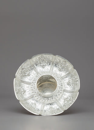 Traditional Silver Tea Cup with Red Stone on Top | Tibetan Buddhism Decor
