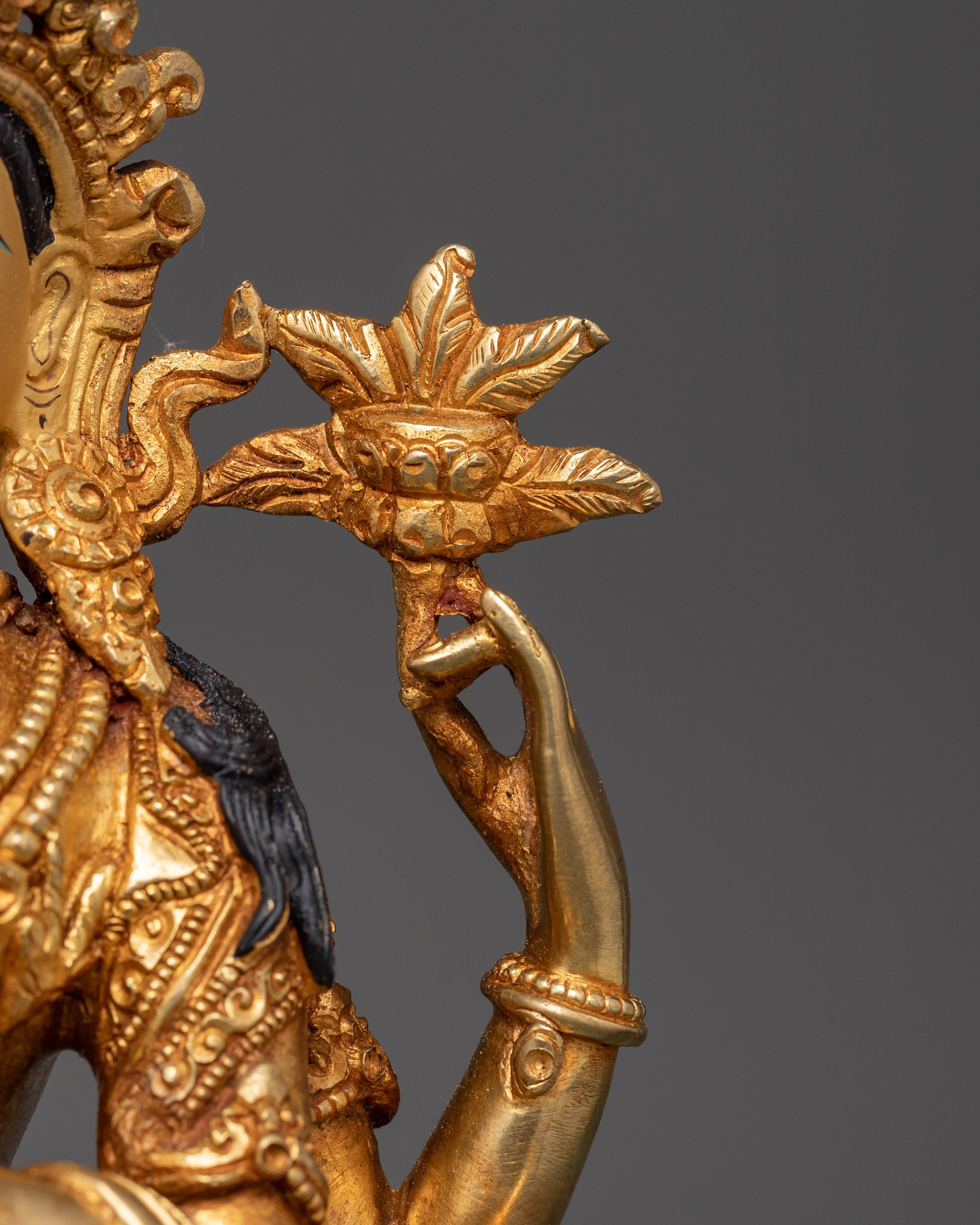 Sacred Gold-Plated Chenresig Statue | Bodhisattva of Compassion