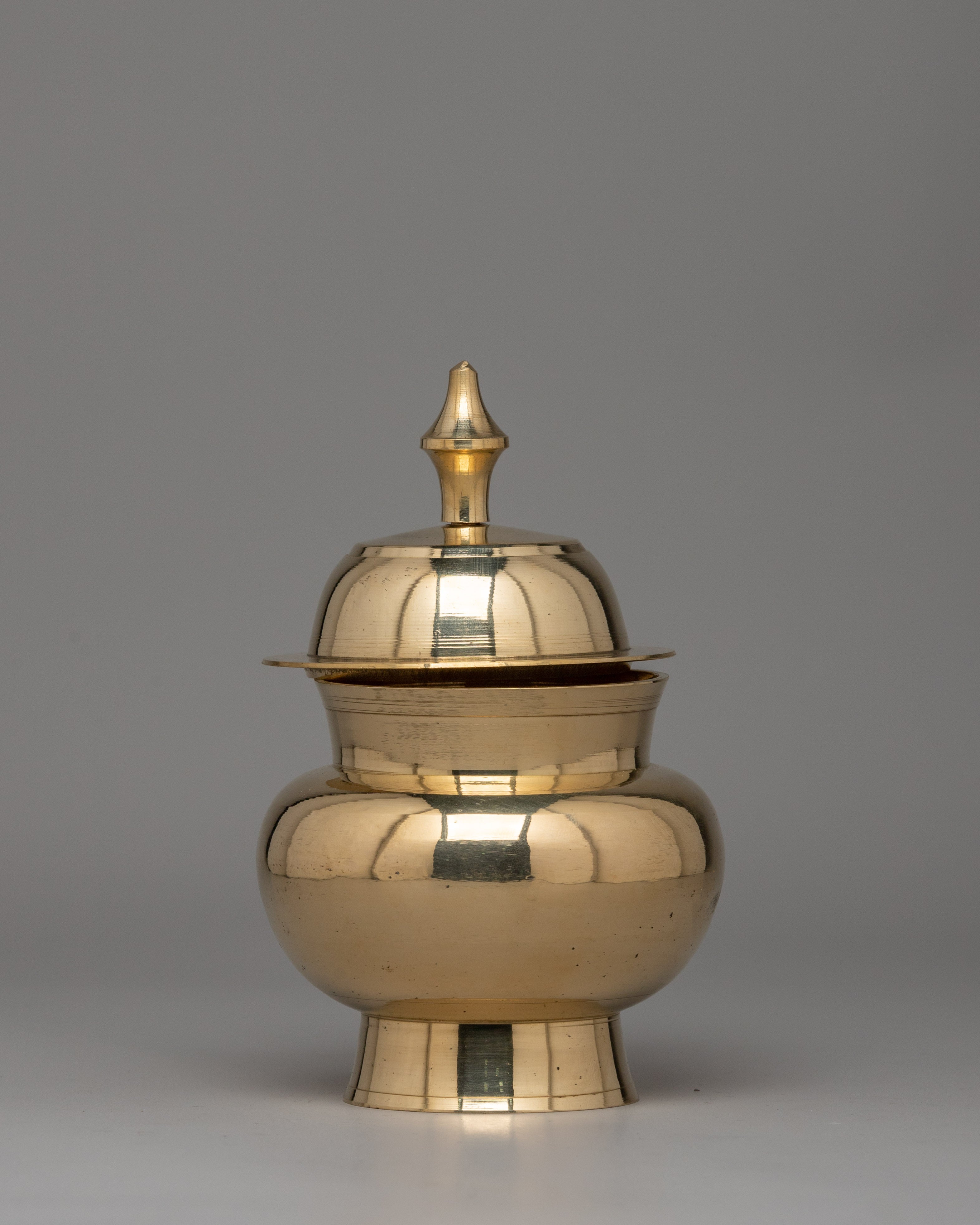 Sacred Buddhist Rice Pot | Brass Altar Offering Vessel