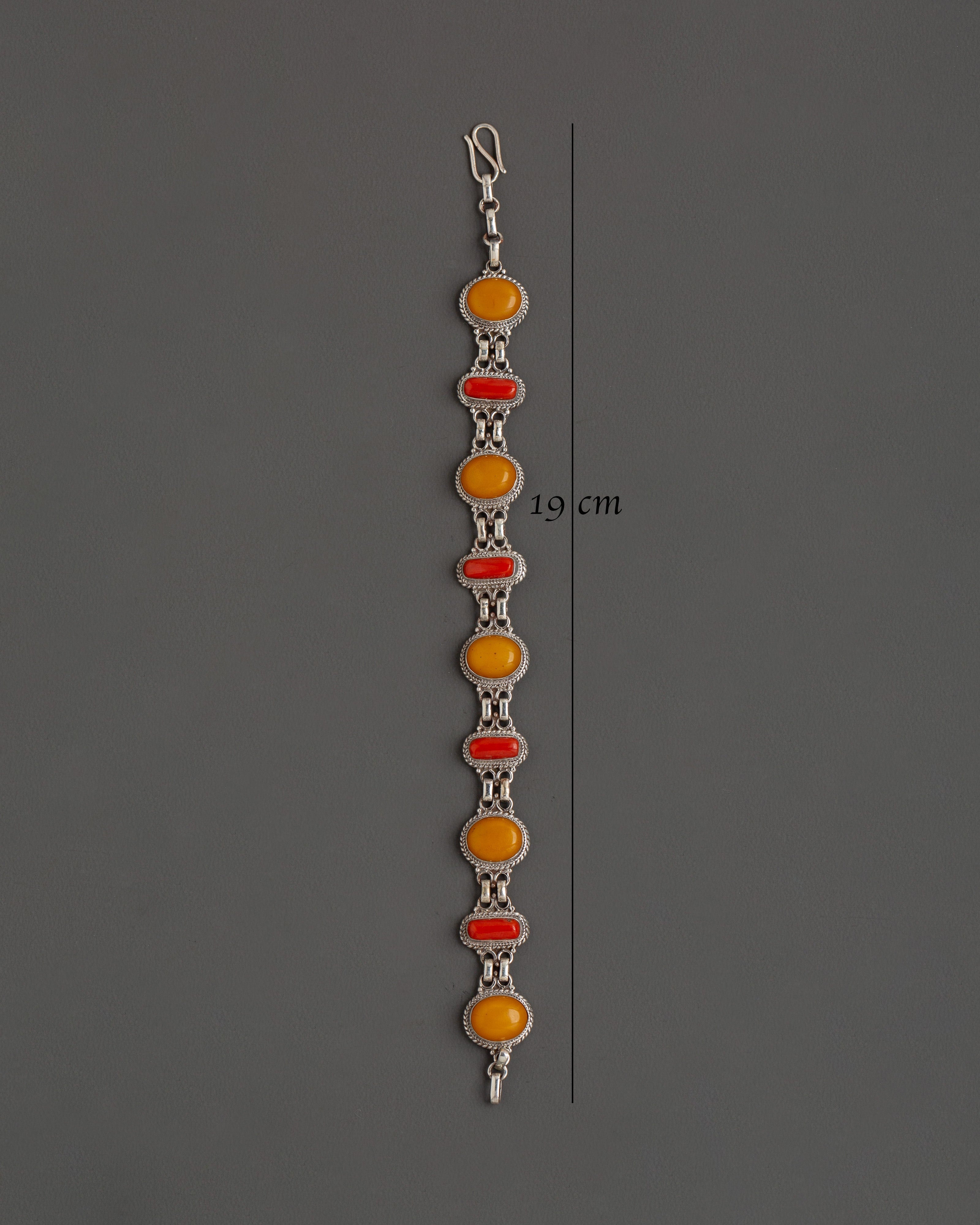 Handmade Silver Bracelet | 92.5 Sterling Silver with Genuine Coral Stones