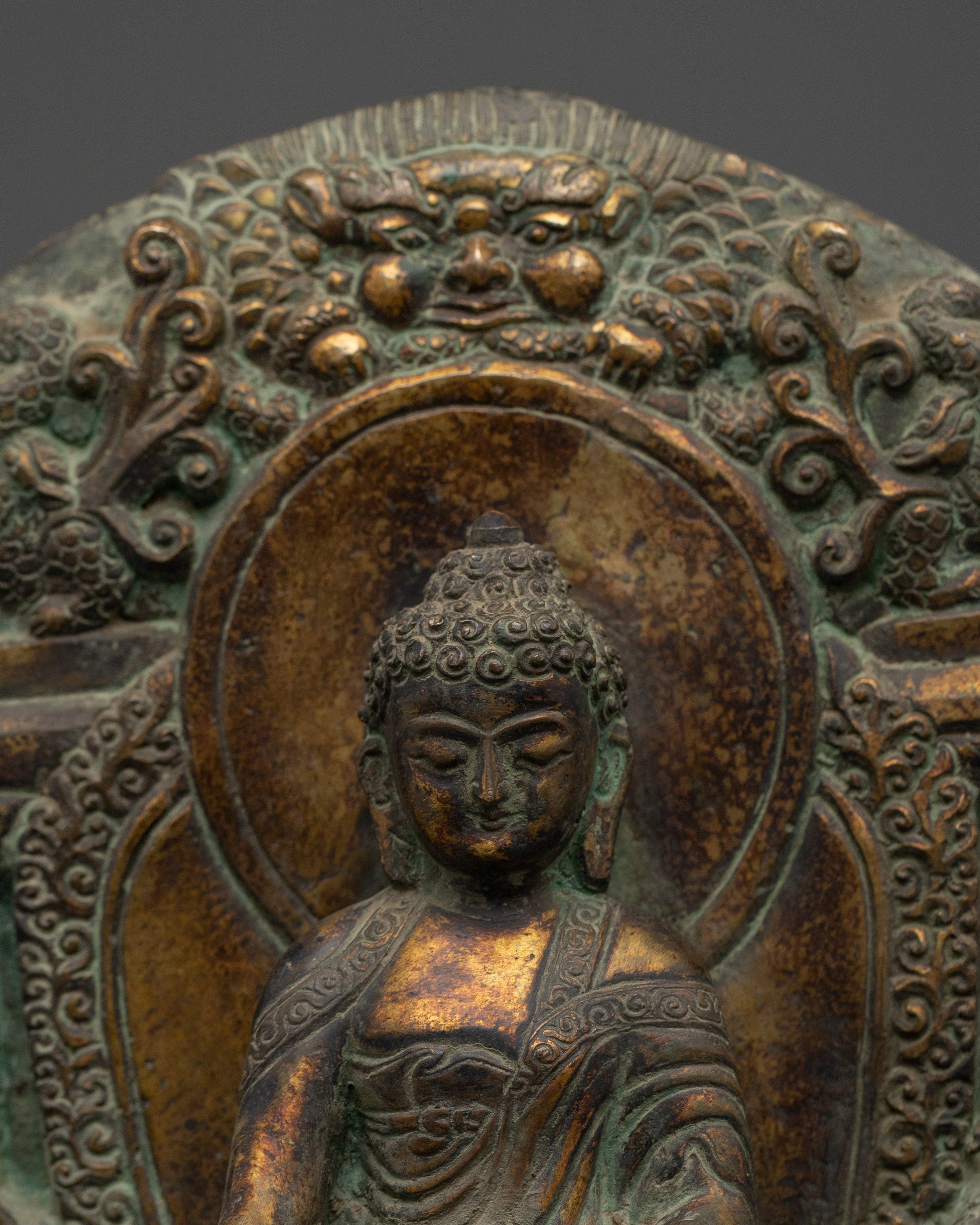 Figurine of Shakyamuni Buddha on Throne | Copper Sculpture
