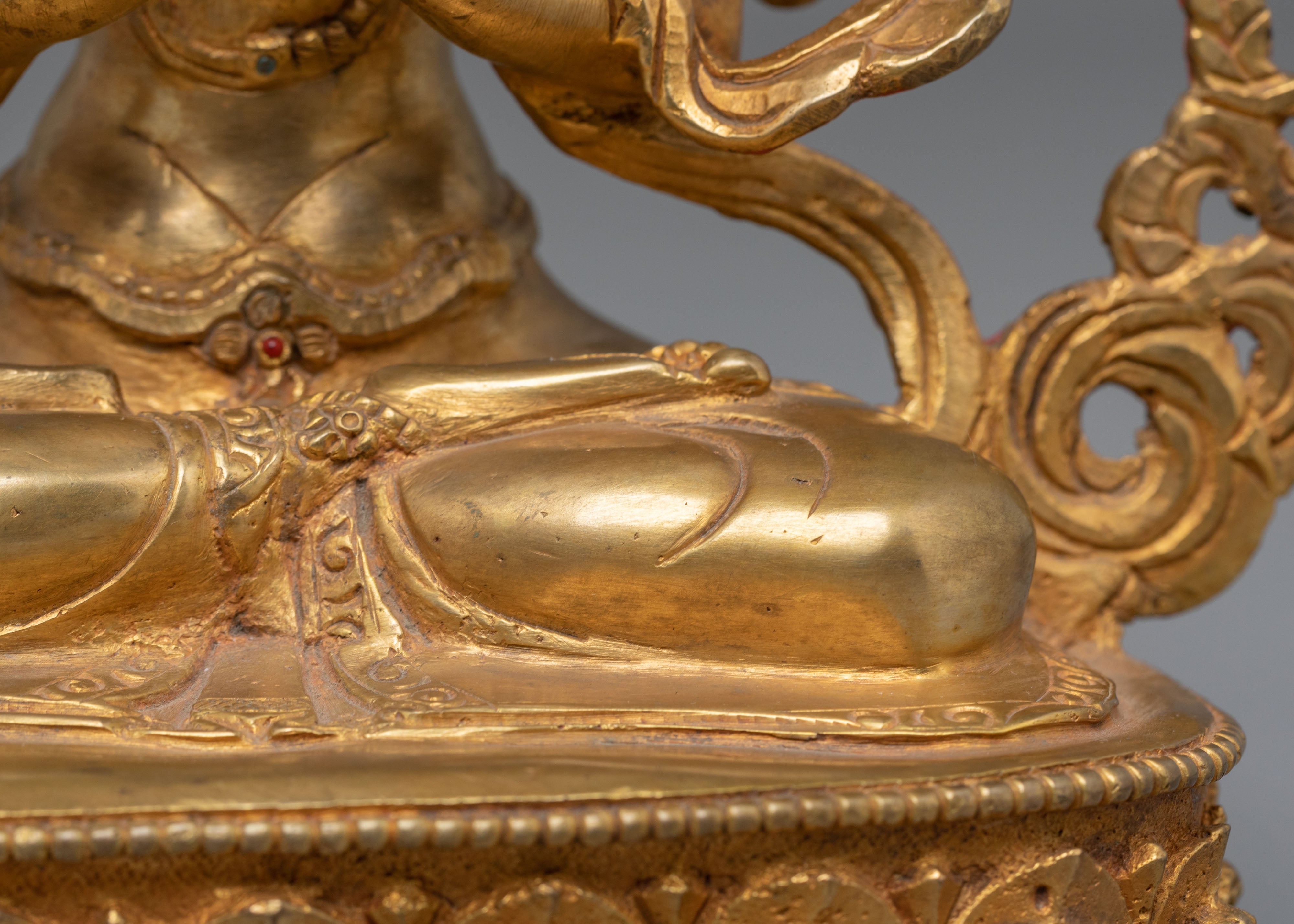 Handmade Tibetan Chenrezig Statue | One who Looks With Unwavering Eye