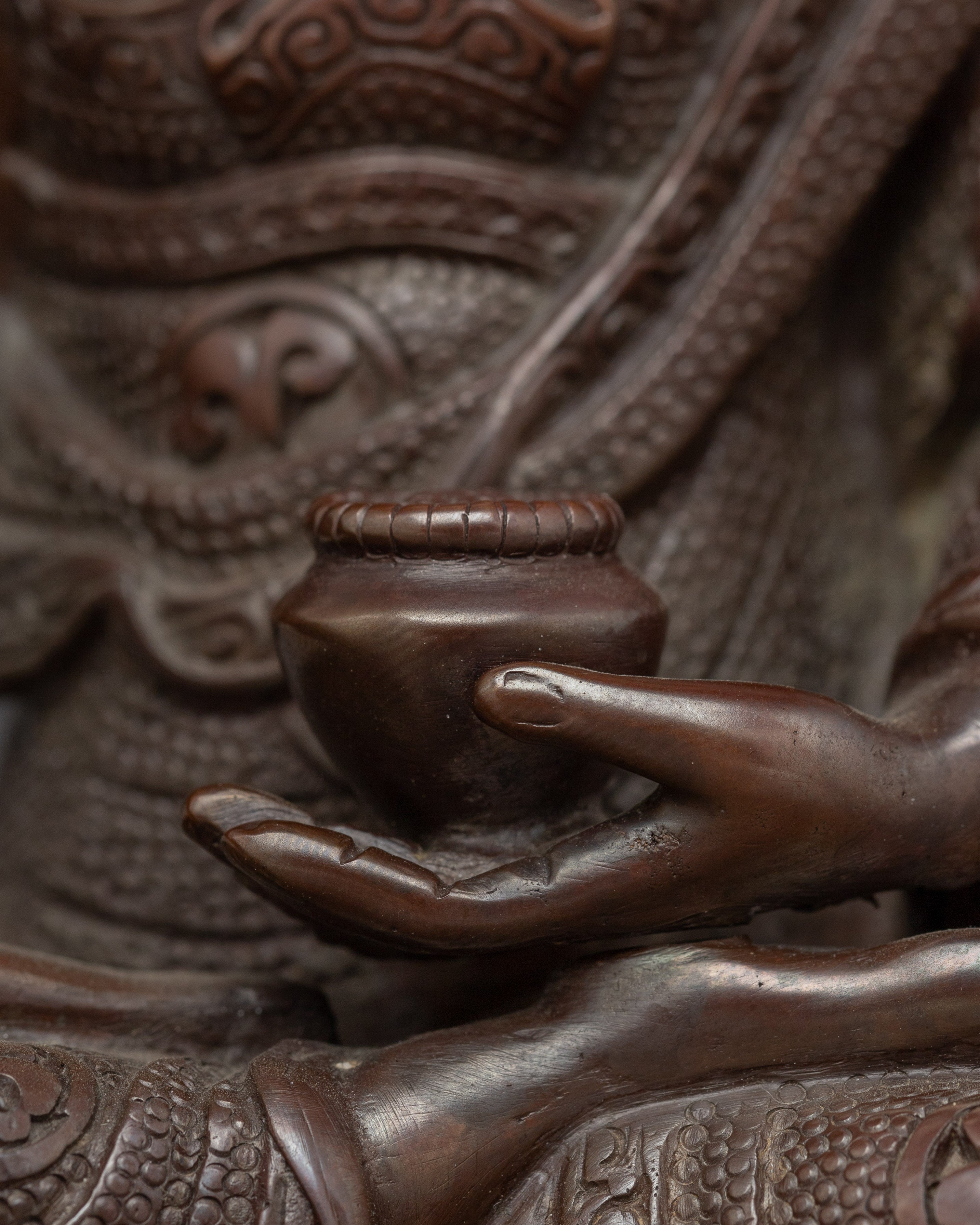 Peaceful Shakyamuni Buddha Oxidized Copper Statue | Meditative Decor