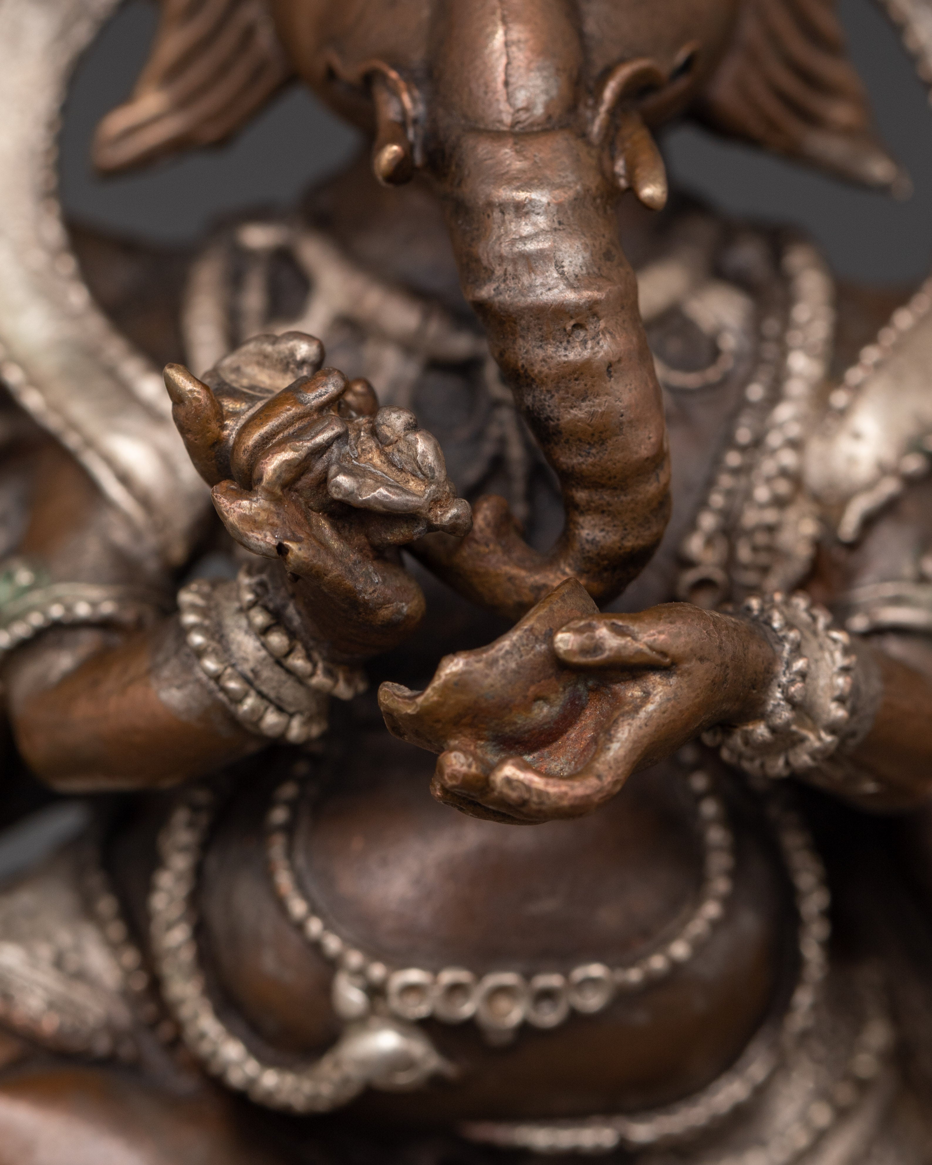 Hindu Elephant God Ganesha Idol | Oxidized Copper Silver Plated Statue