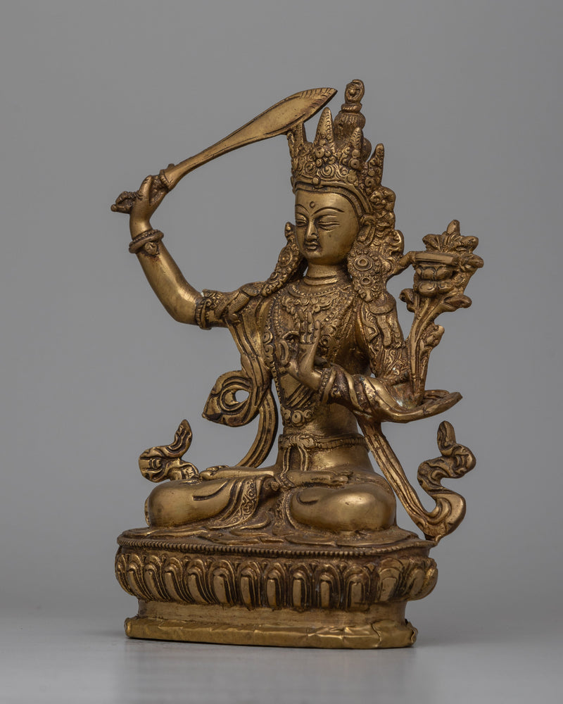 Manjushri Brass Statue | Symbol of Transcendent Wisdom