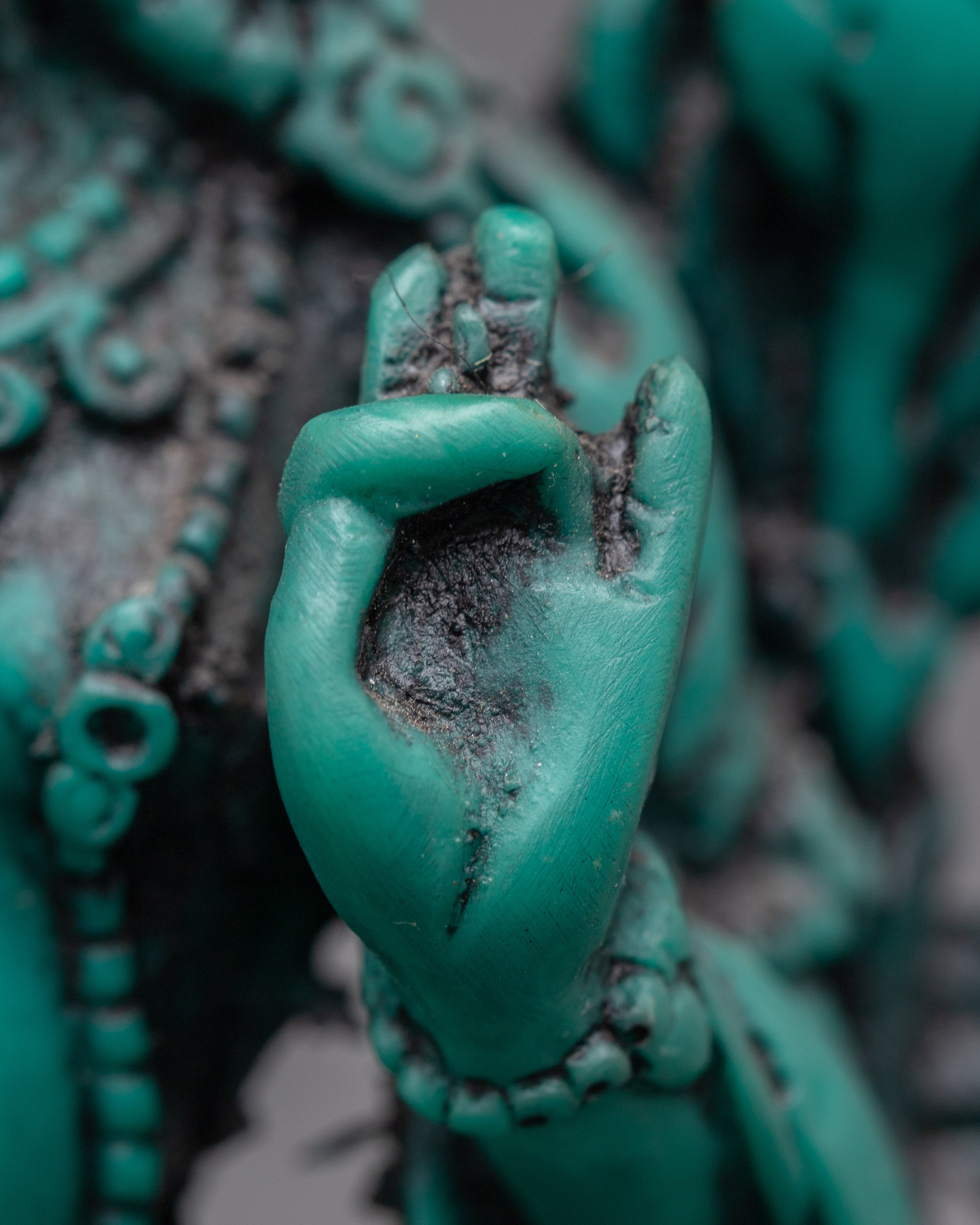Tibetan Buddhist Goddess Green Tara | Handcrafted Turquoise Art with Spiritual Energy