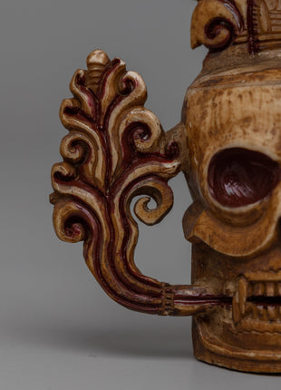 Buffalo Bone Skull Head | Hand-Carved Buddhist Decor