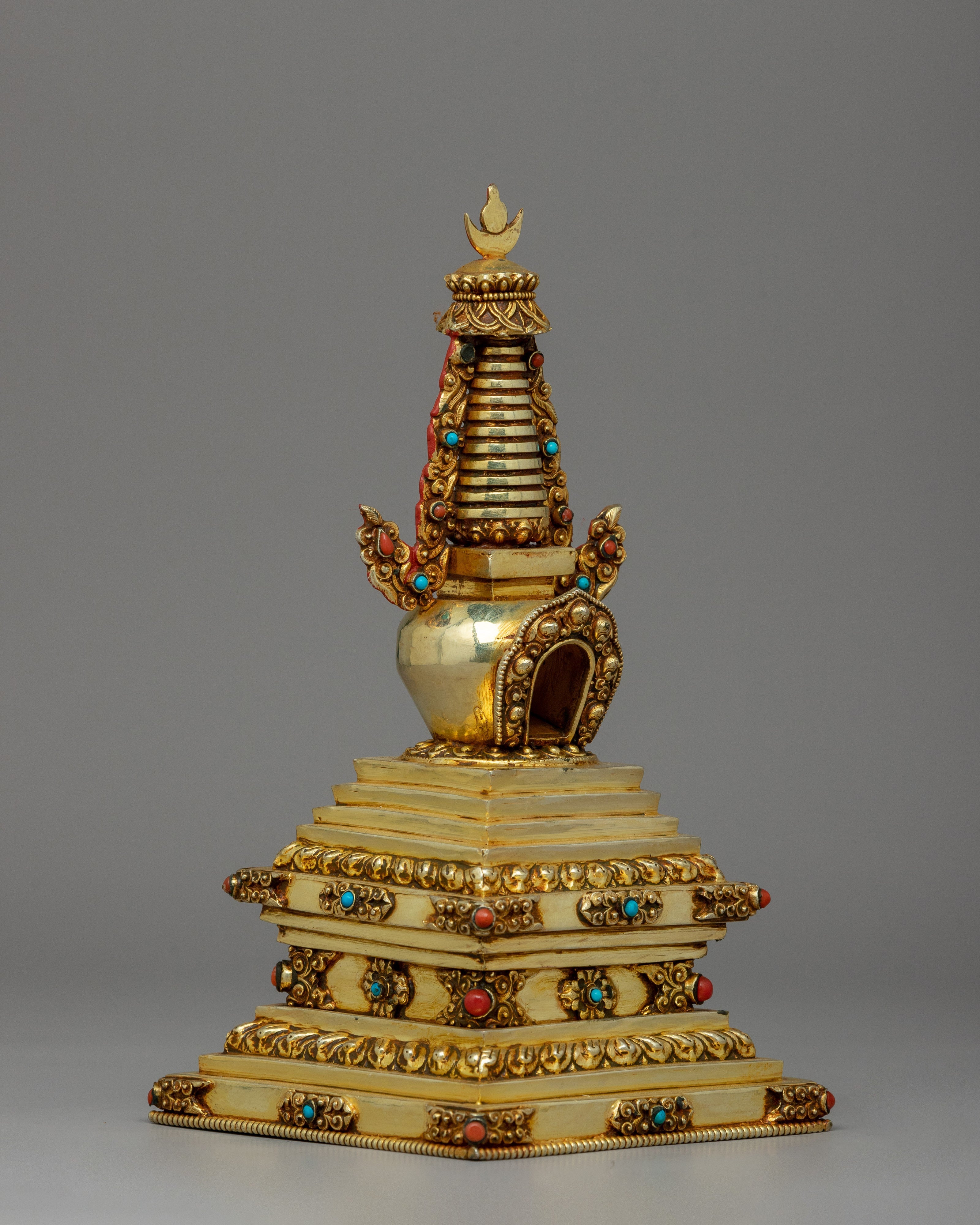 Stupa Gold-Plated Artwork | Traditional Chaitya