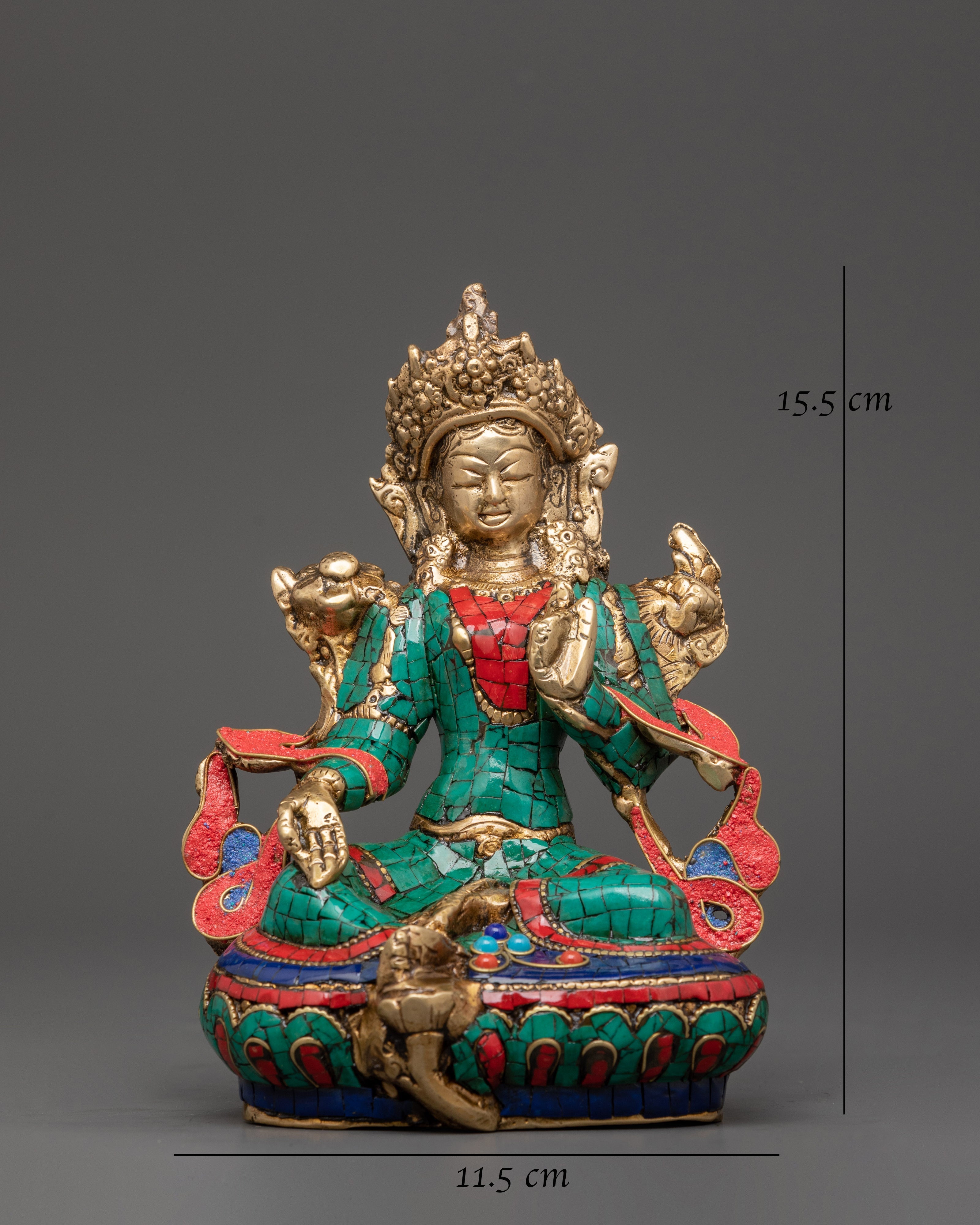 Green Tara Brass Handmade Statue | Tibetan Goddess Art