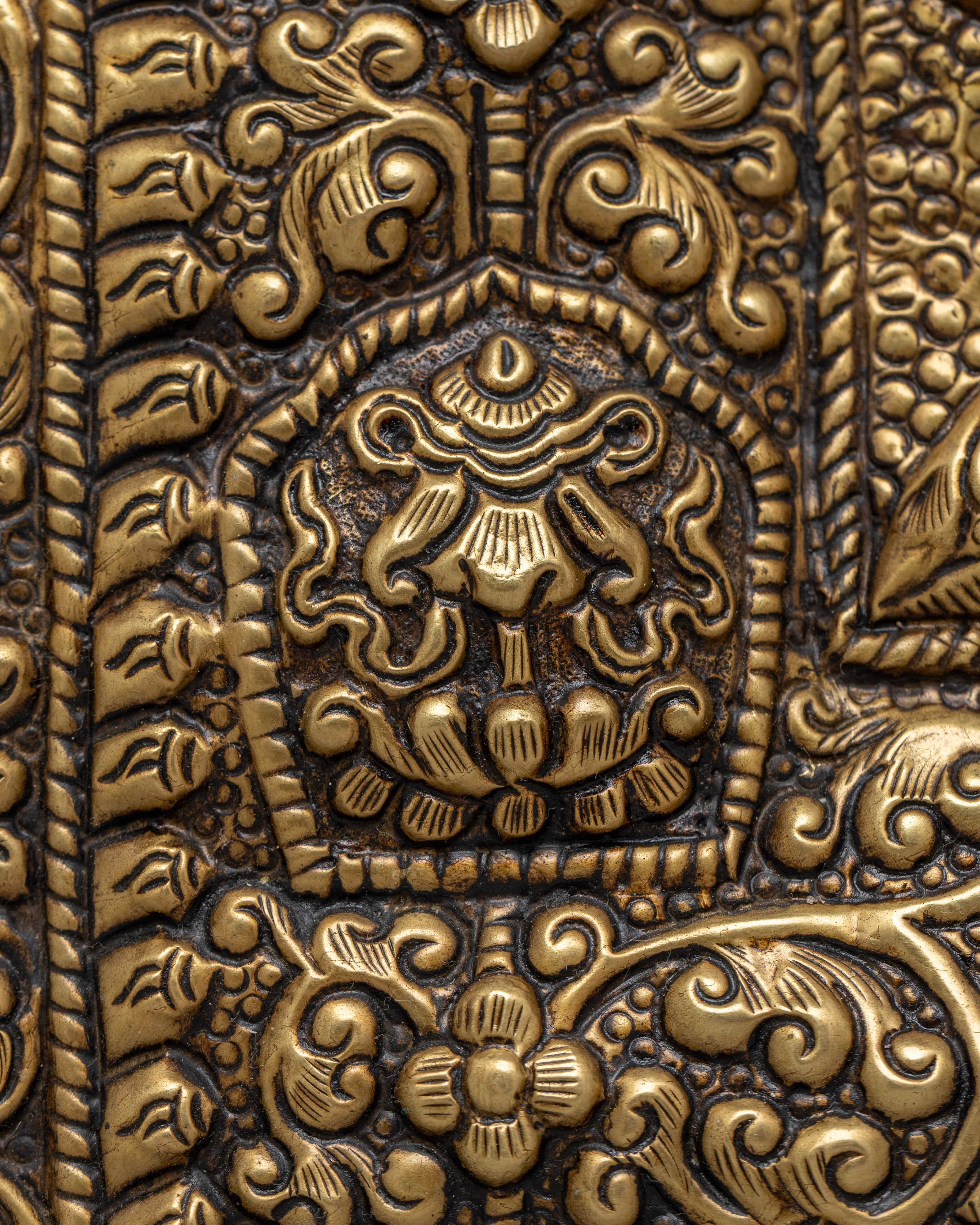 Auspicious Symbol Metal Brass Thanka | Serene Home Decoration