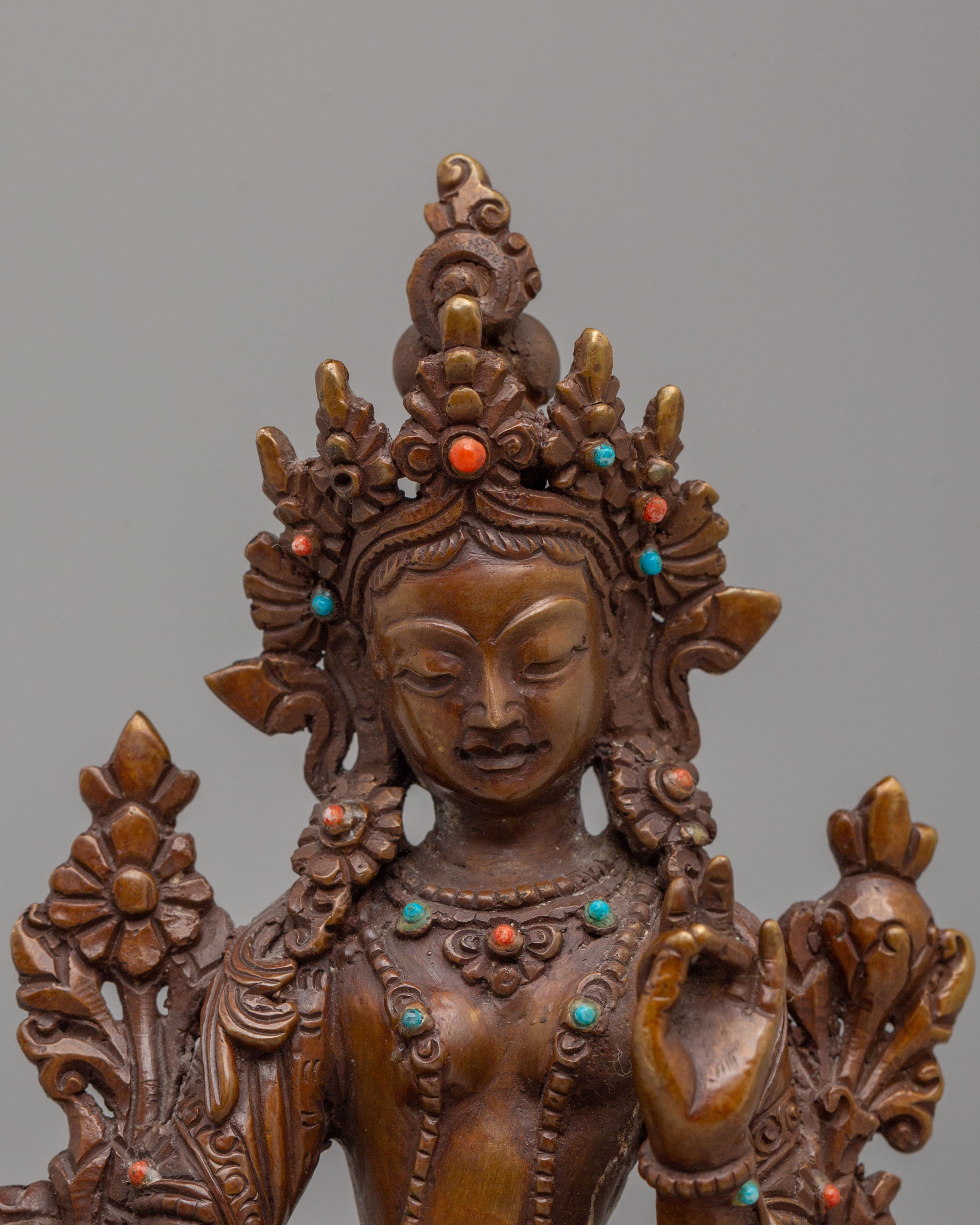Green Tara Buddhist Altar Statue | Meditation and Altar Decor