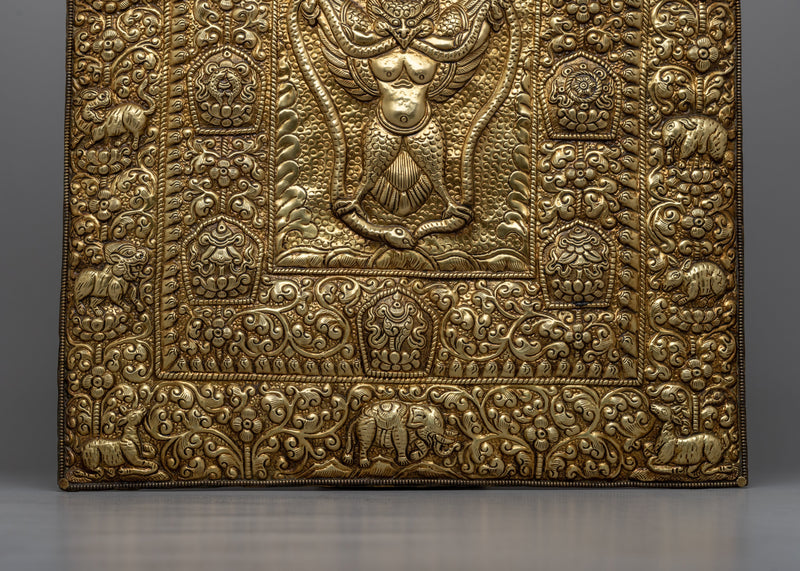 Tibetan Buddhist Wall Hanging -  Garuda Surrounded by Auspicious Symbols