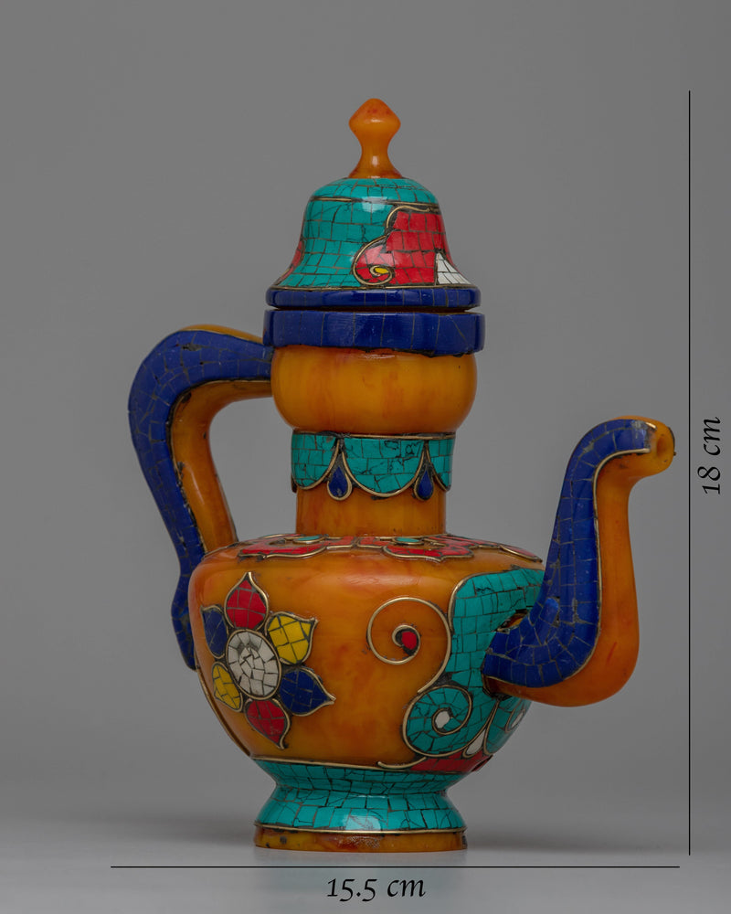 Turquoise, Coral,Lapis Lazuli Tea Pot | Exquisite Fusion of Precious Stones for Luxury Decor