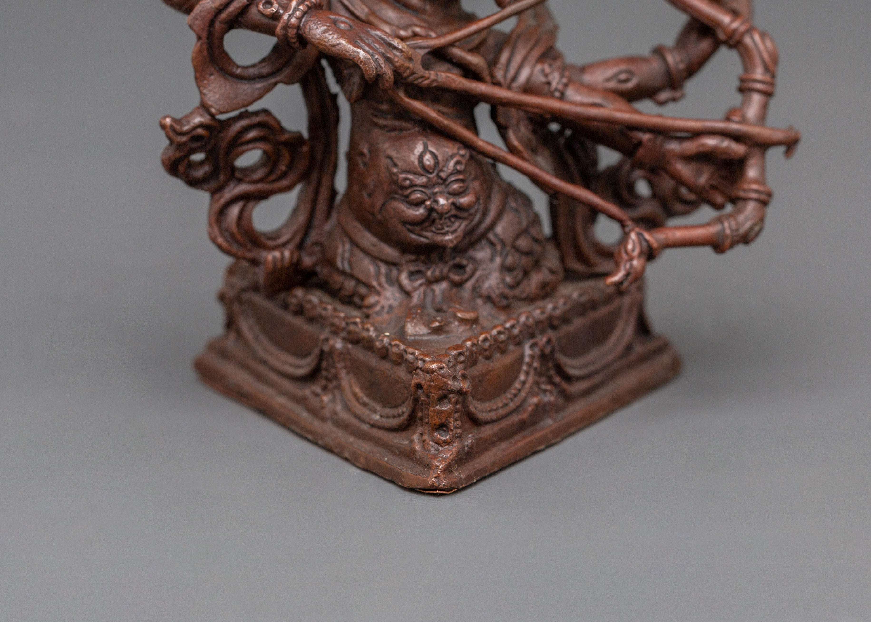 Sacred Dharma Protector Rahula Statue | Oxidized Copper Buddhist Deity Sculpture