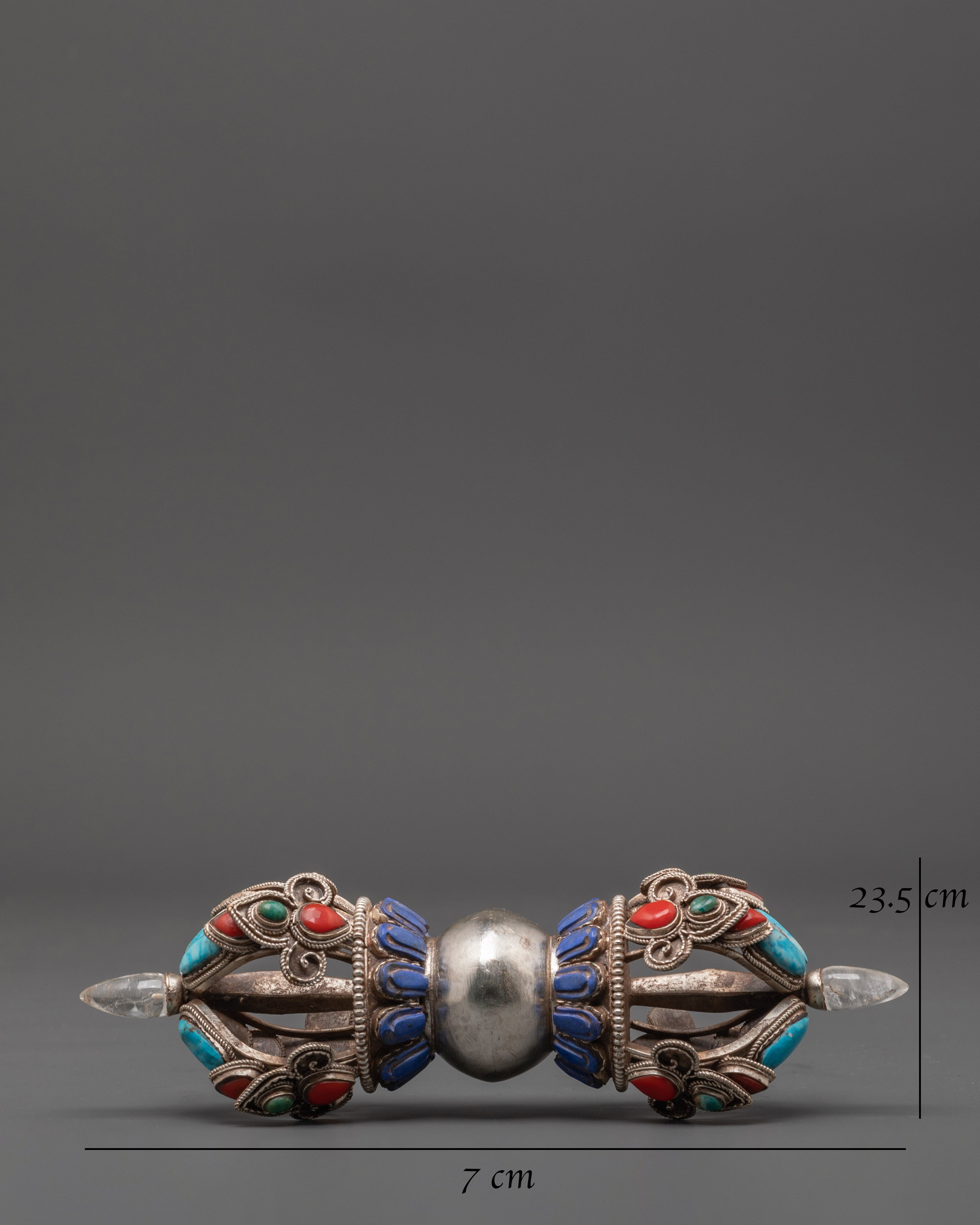 Handcrafted Vajra for Ritual Use | Silver Plated Vajra with Lapis Lazuli