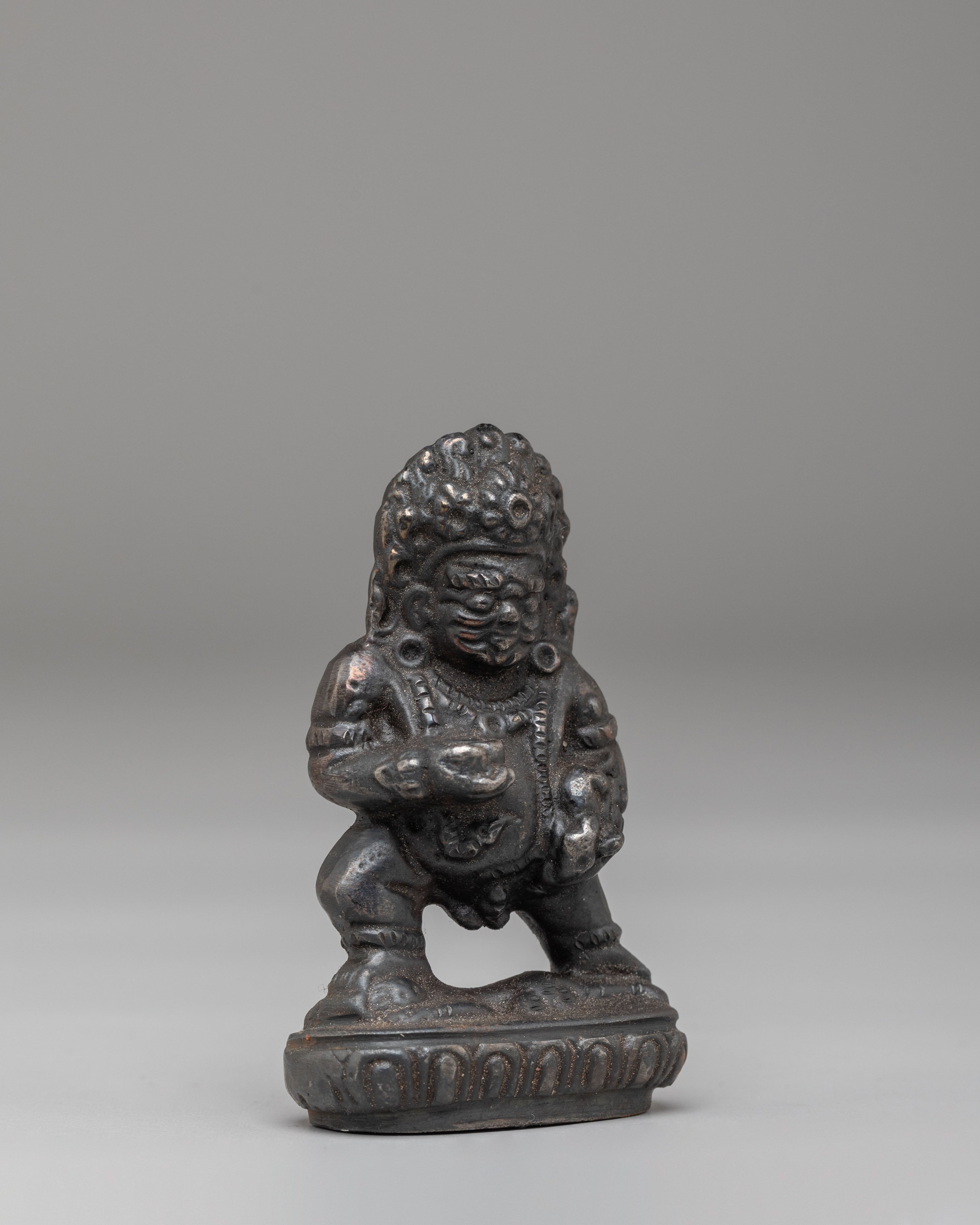 Black Dzambhala Wealth Protector Statue | Handcrafted Iron Sculpture