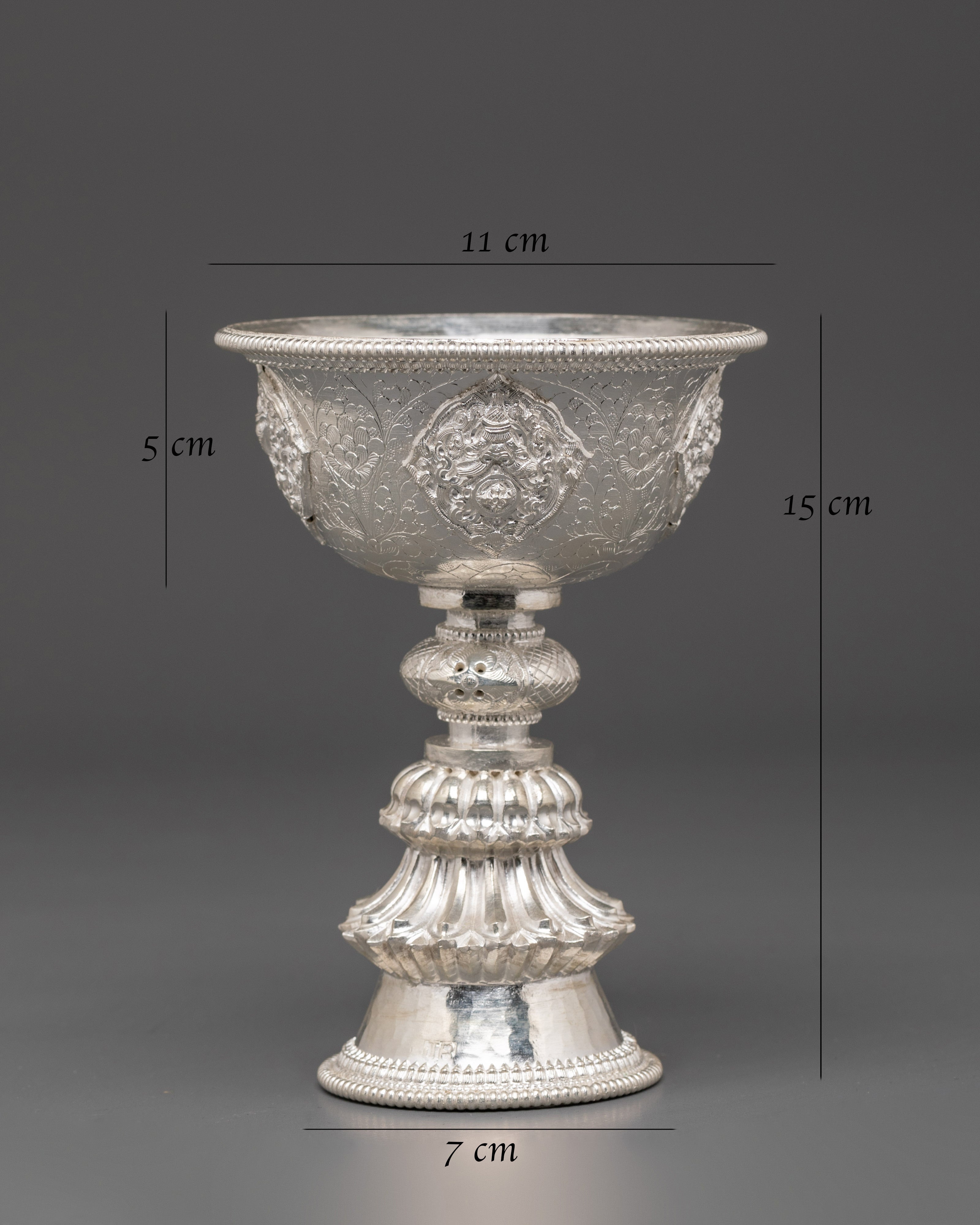 Handcrafted Silver Butter Lamp | Buddhist Light Offering Tool