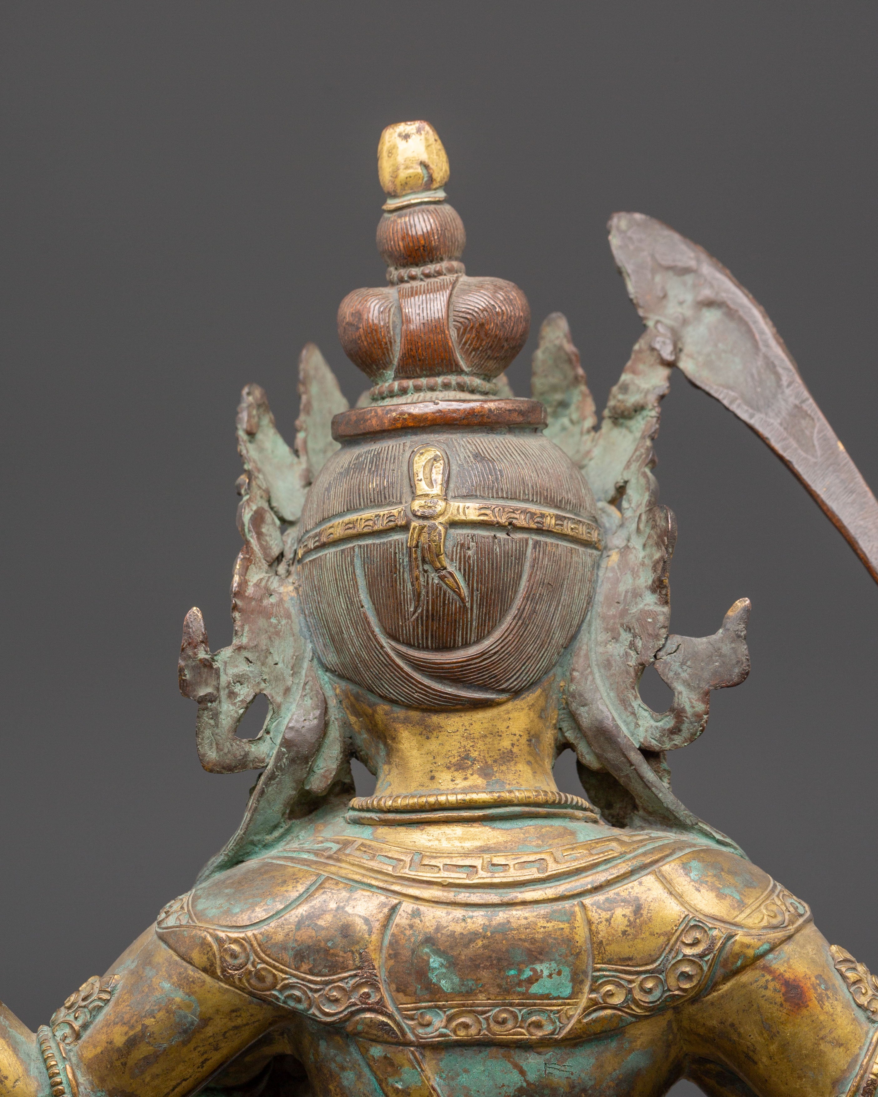 Handmade Maha Manjushri Statue | Antique Tibetan Copper Sculpture