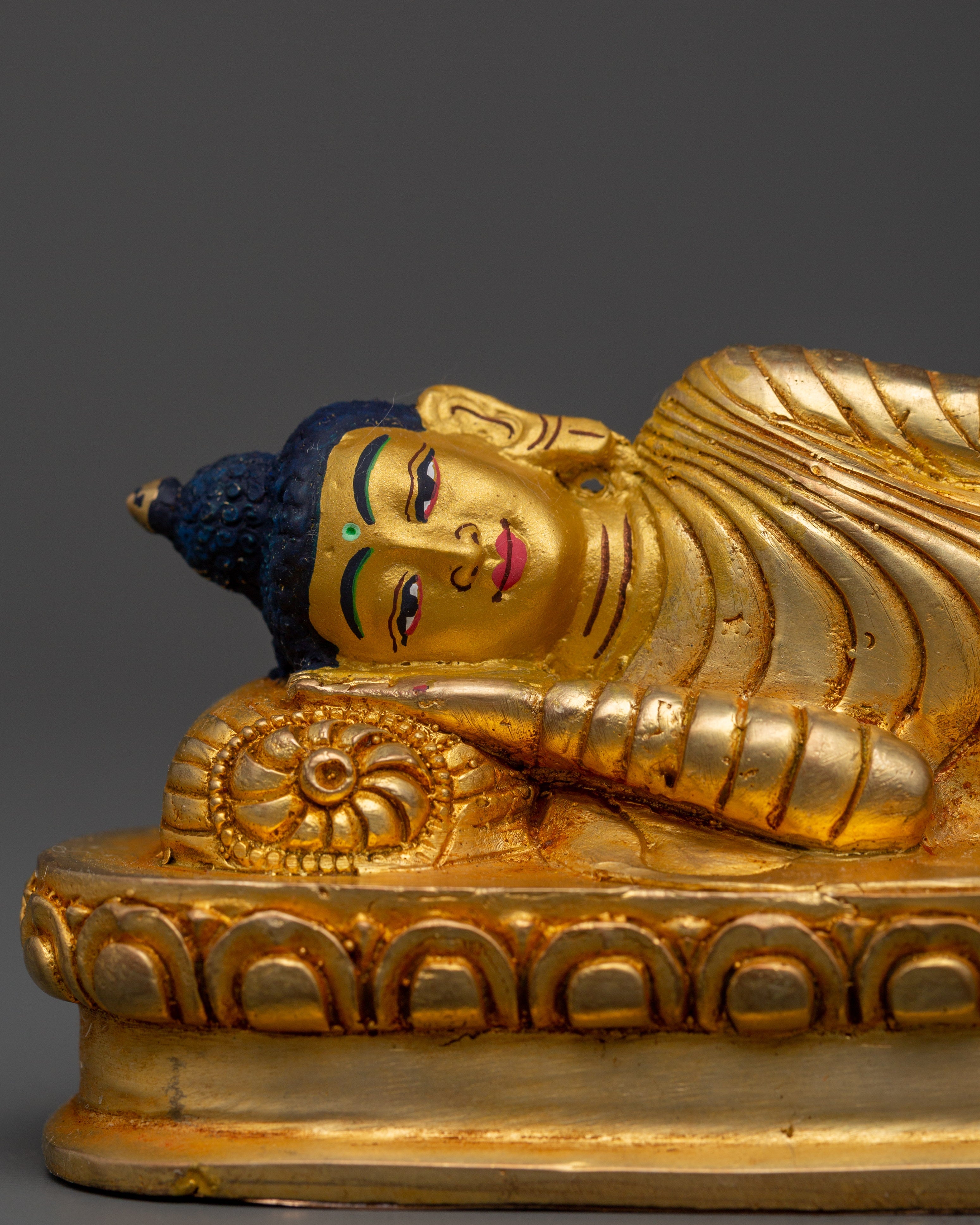 Gold-Plated Sleeping Buddha Statue | Meditation & Home Blessings