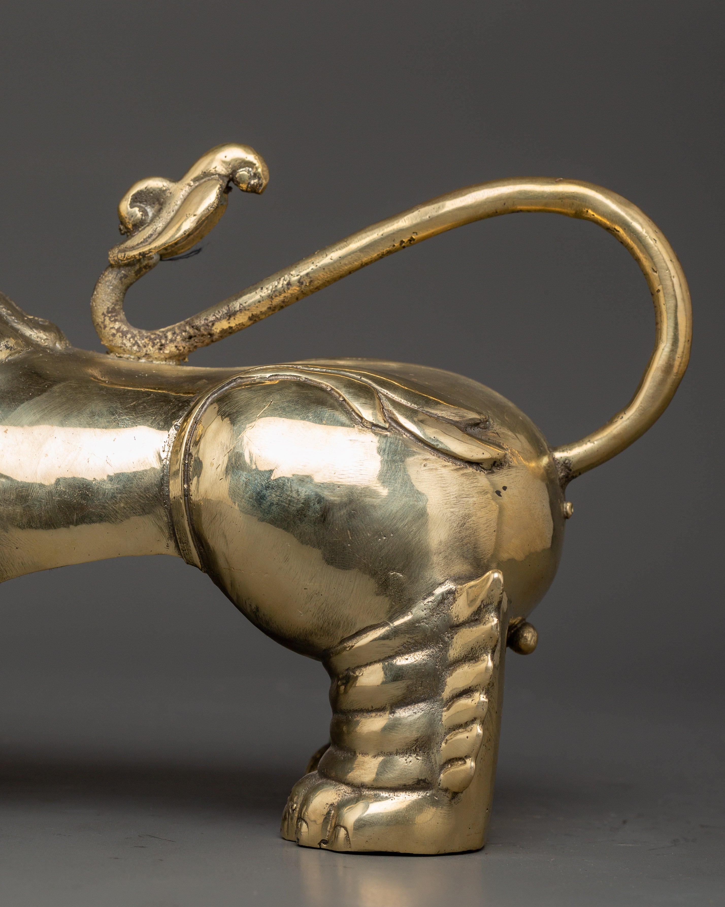 Handmade Tibetan Snow Lion Set | Brass Guardian Statues