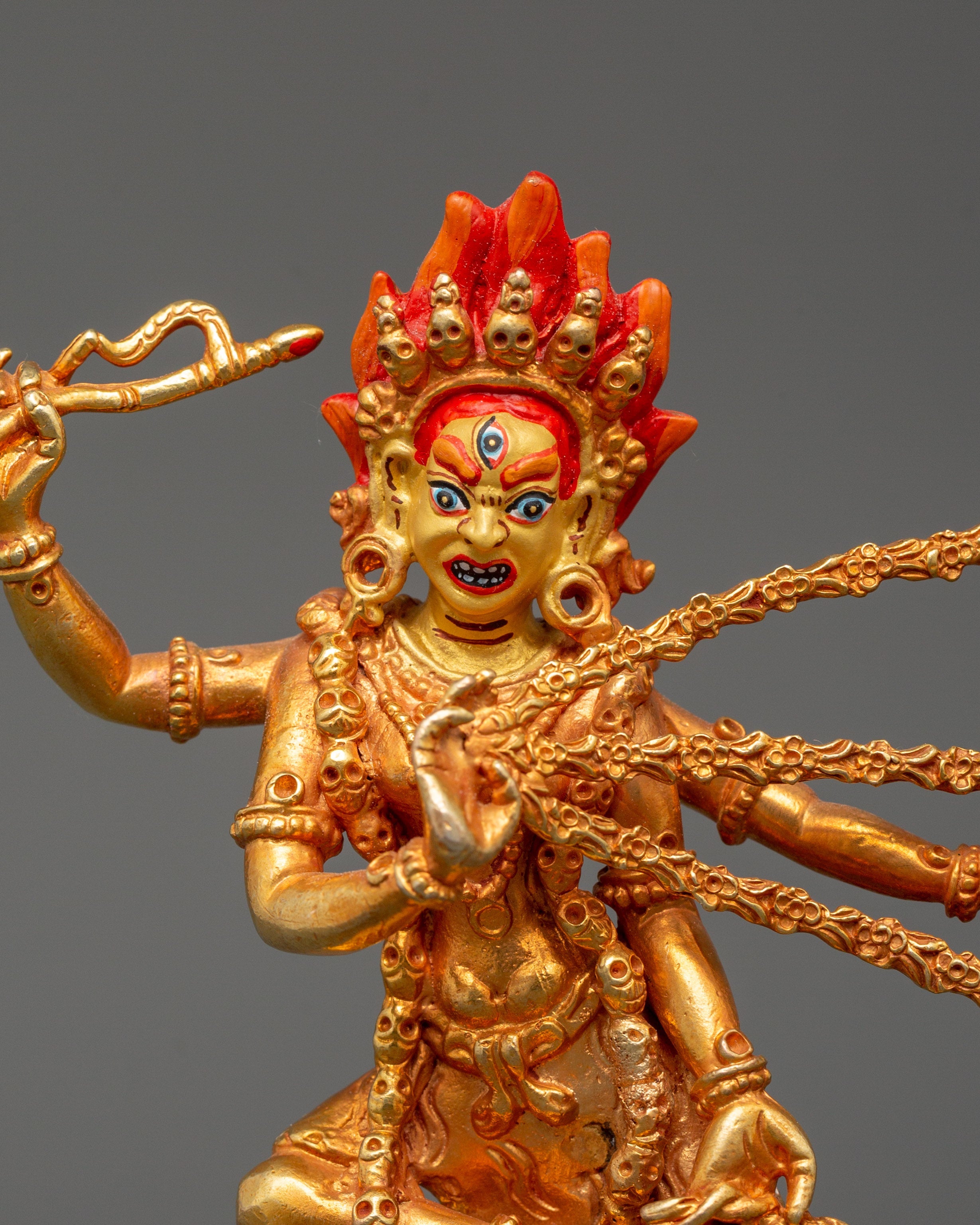 Semi-Wrathful Kurukulla Statue | Tibetan Sculpture of Dakini Red Tara