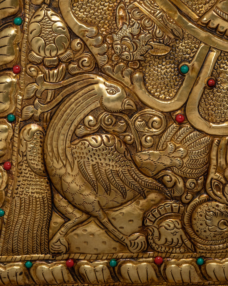 The Four Harmonious Friends (mthun-po spun-bzhi, Skt. Catvari anukulabhratr) | Metal Thanka Wall Hanger