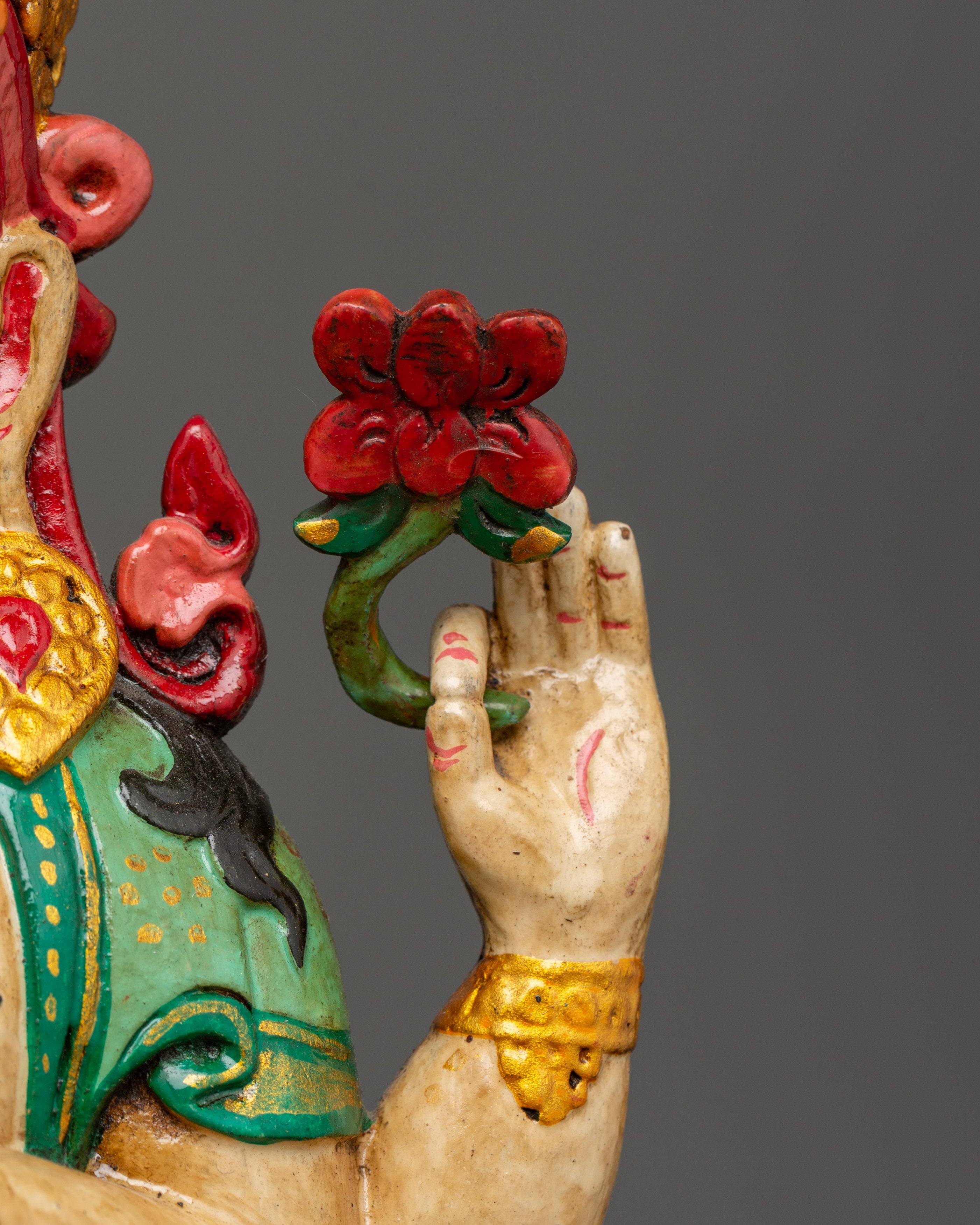Handmade Tibetan Chenrezig Statue | Bodhisattva of Compassion