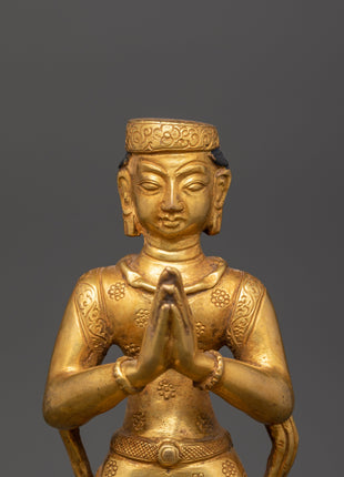 Newari Sculpture with Oil Lamp | Ritual Decor and Spiritual Light Offering