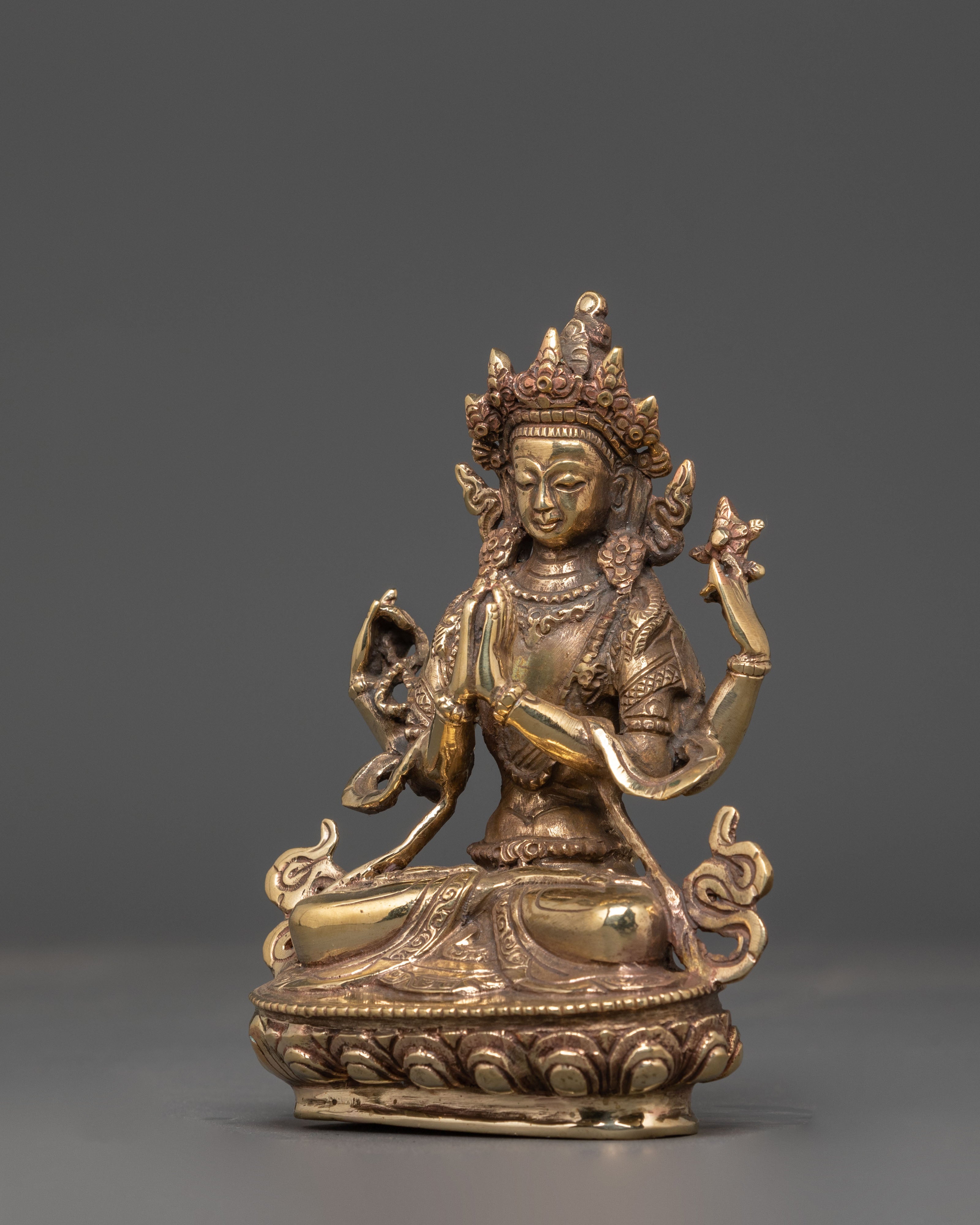 Copper Statue Of Chenrezig | Avalokiteshvara Buddhist Deity