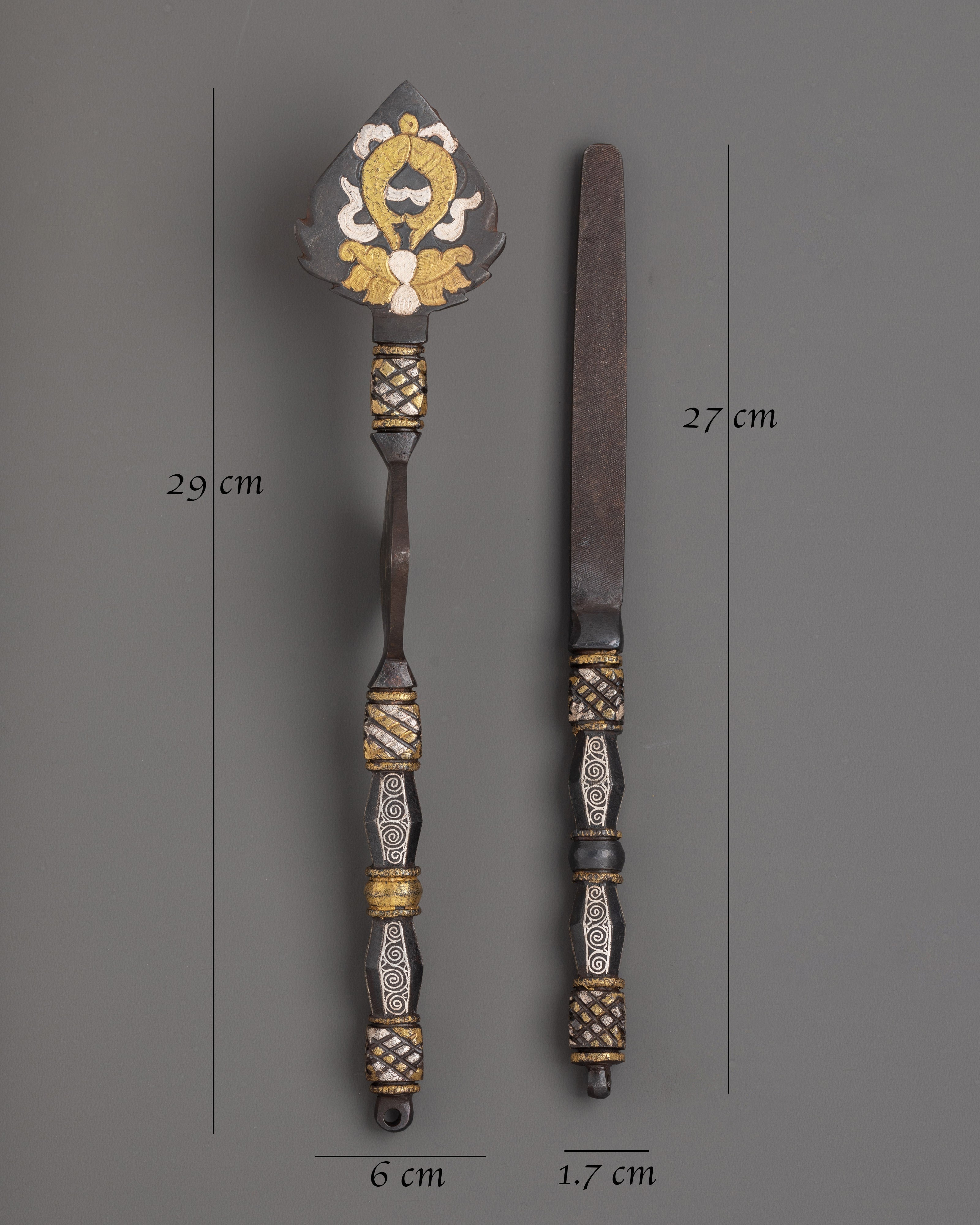 Rinzin Daru Ritual Set with Golden Fish Symbol | Tibetan Buddhist Ritual Offering Tools