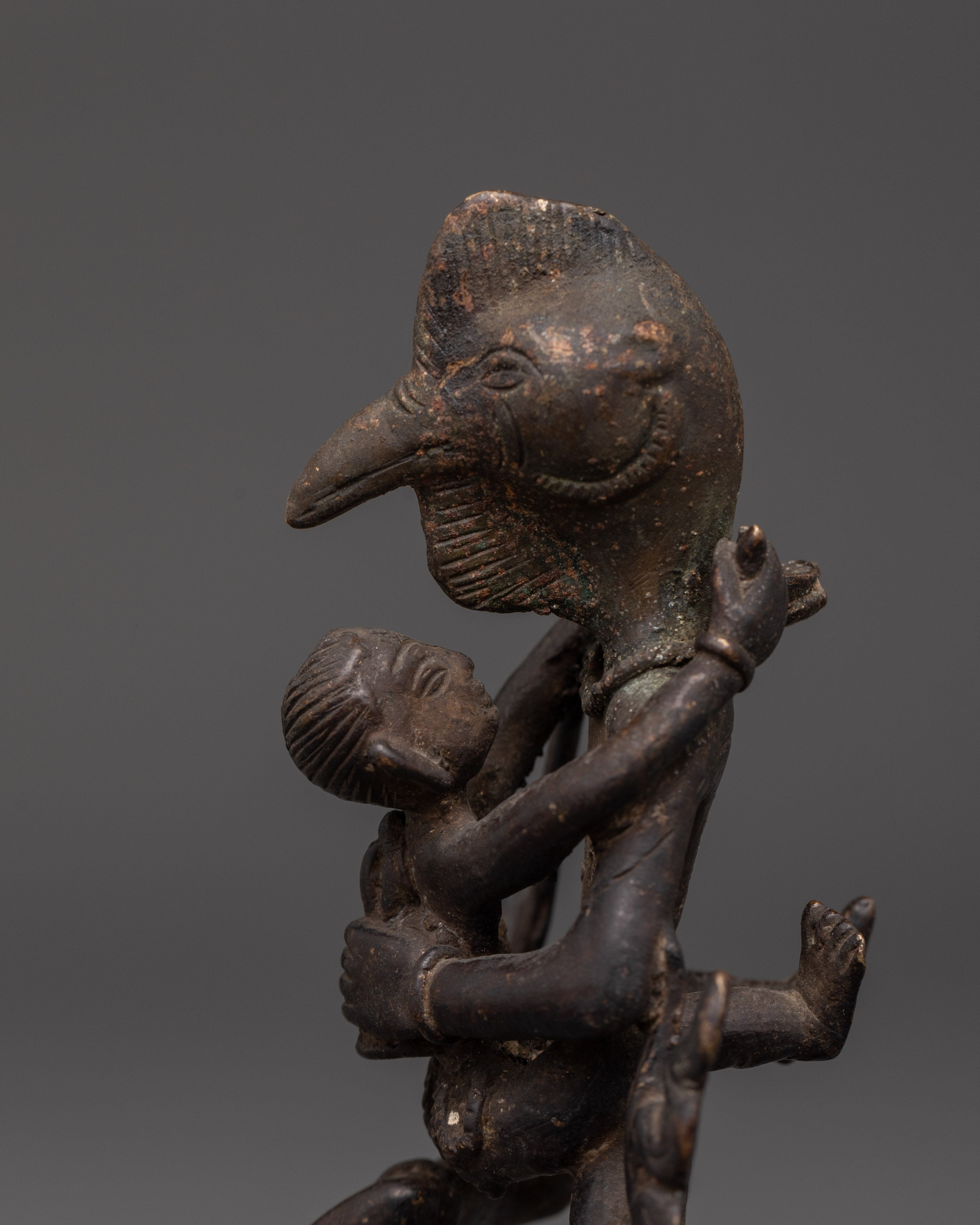 Tibetan Garuda Copper Statue with his Consort | Protector Deity for Meditation