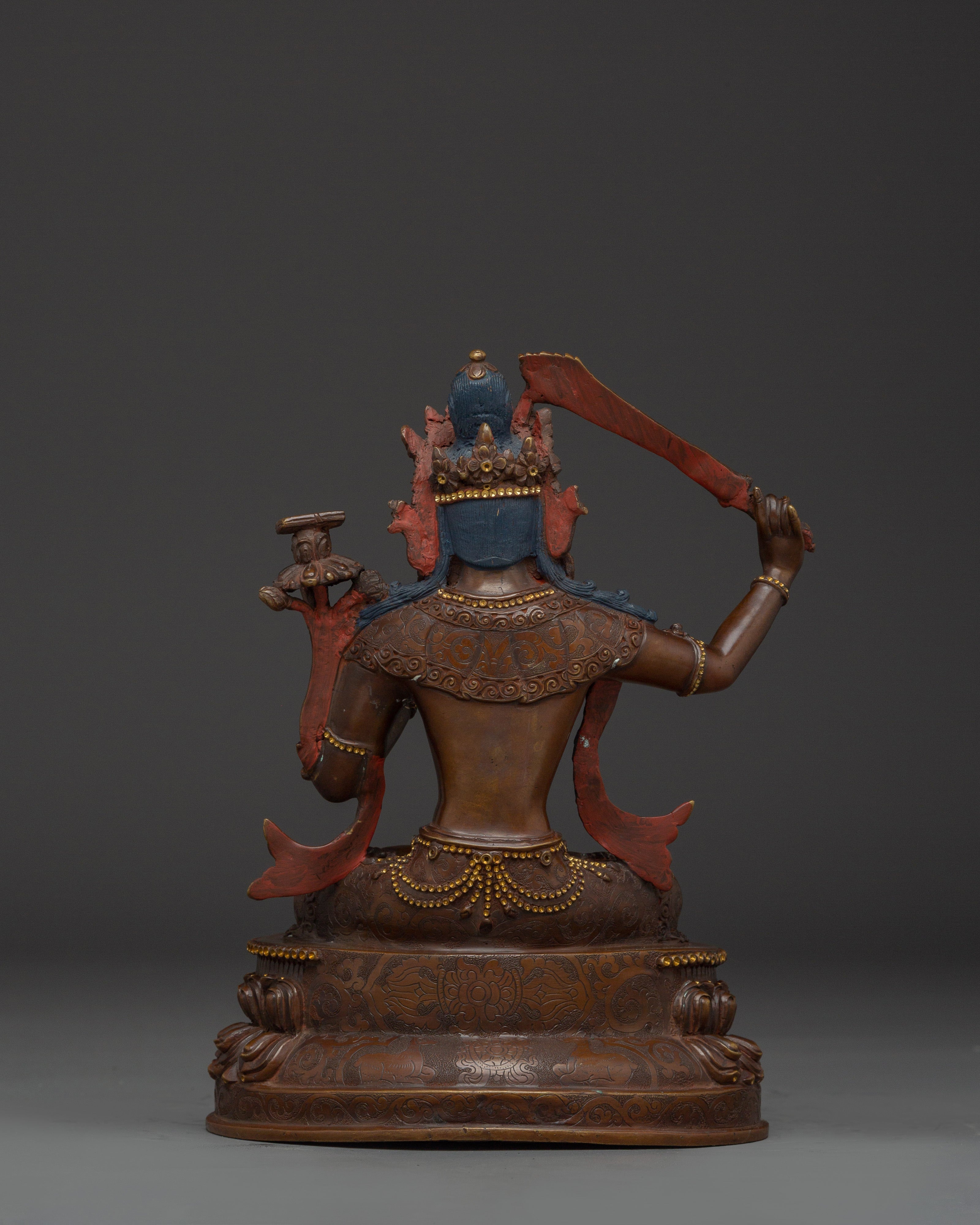 Copper Manjushri Statue for Meditation | Wisdom Deity for Altar & Spiritual Focus