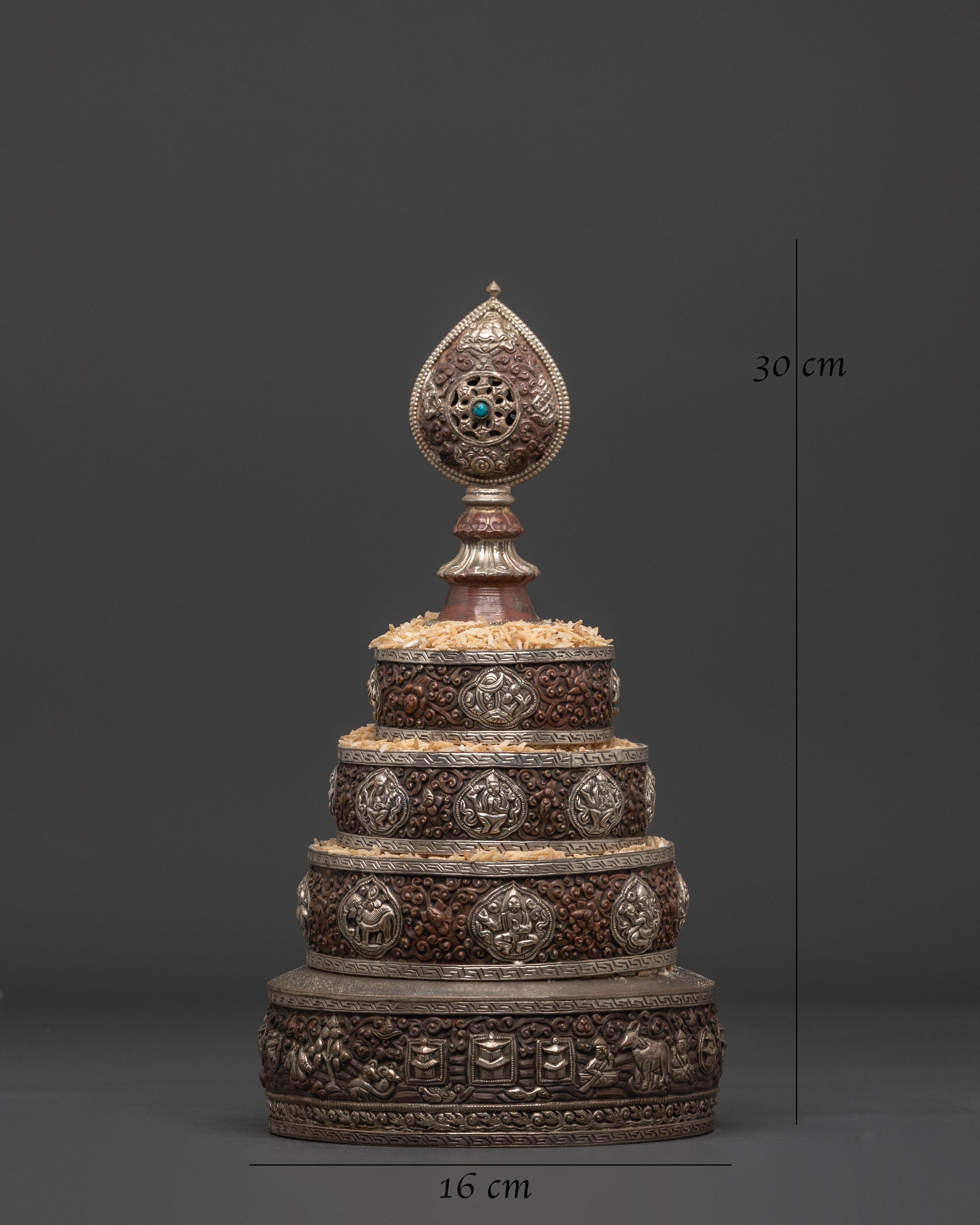 Tibetan Mandala Ritual Set | Handcrafted Oxidized Copper & Silver Plated Design