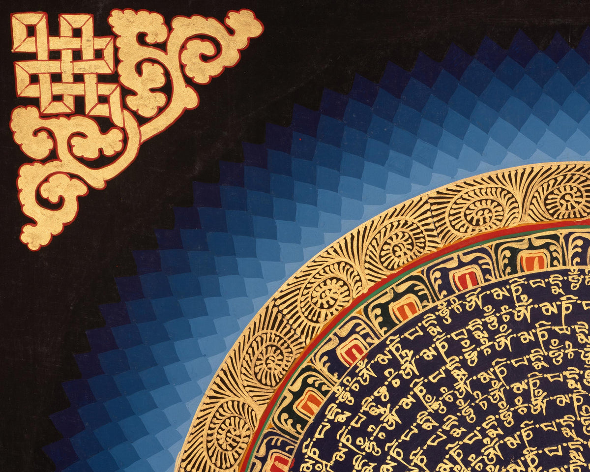 Mantra Mandala Wisdom Artwork | Buddhist Cosmic Diagram Thangka | Meditation Altar