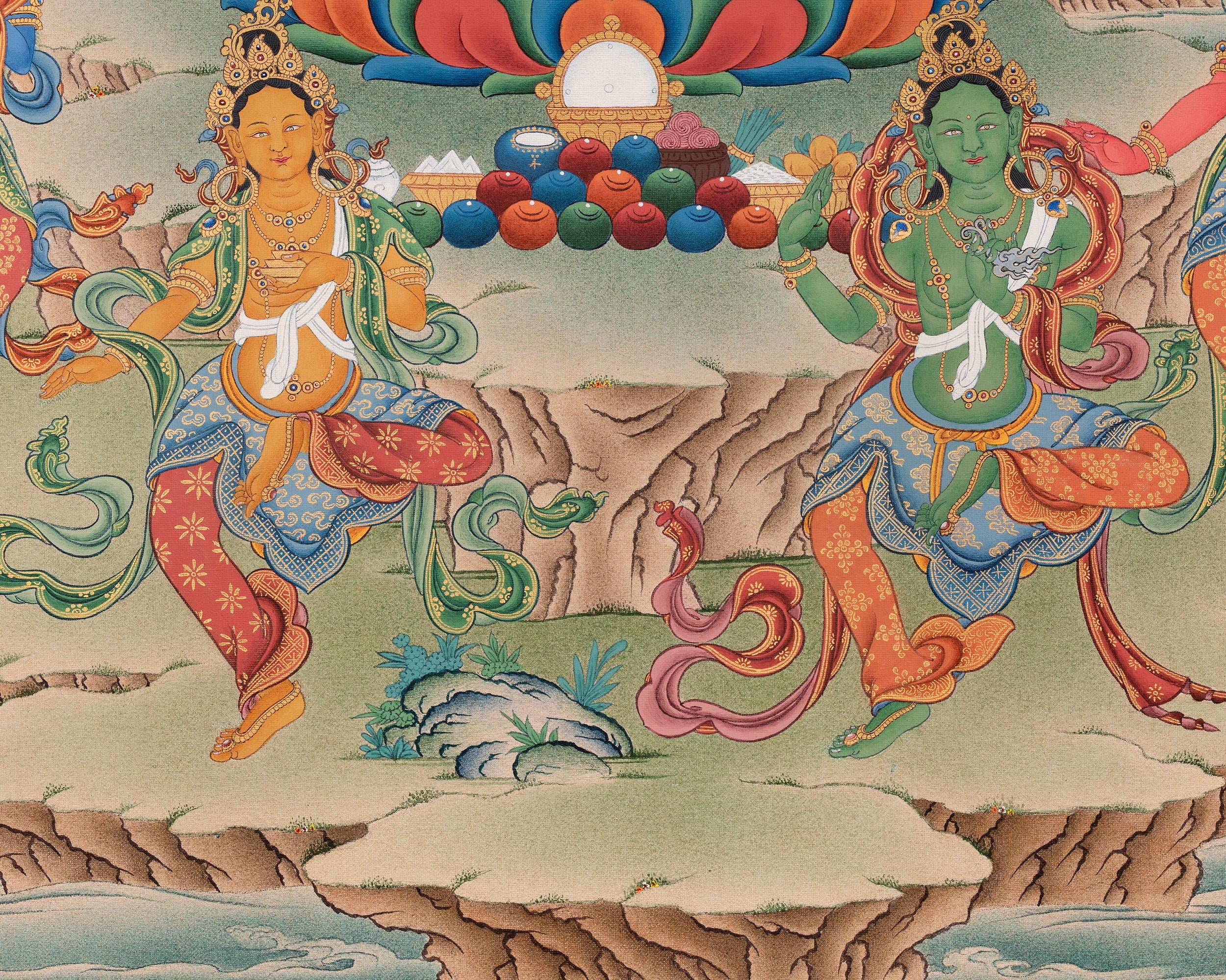 Standing Guru Orgyen Menla with Four Elements | Buddhist Healing Guru