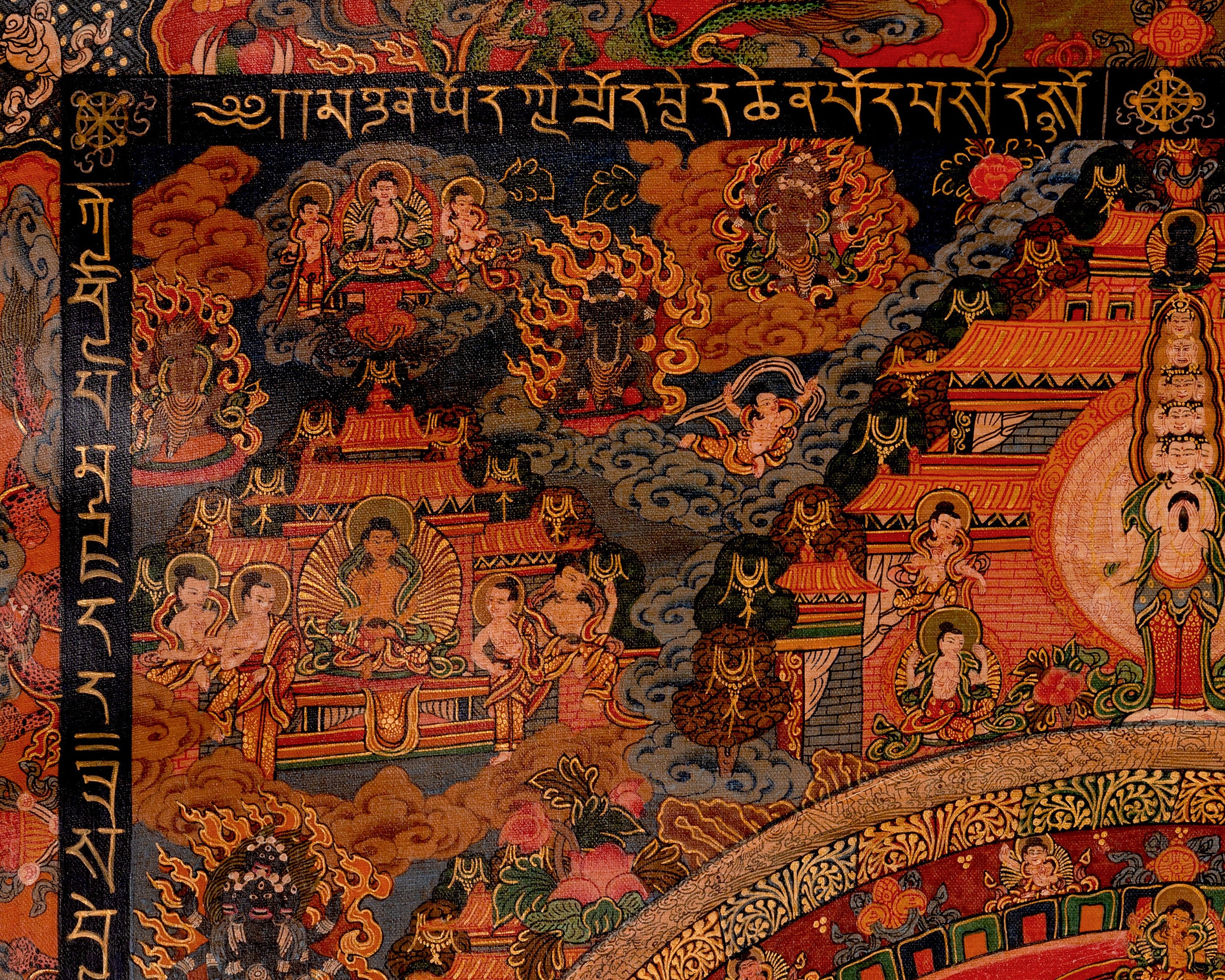 Oil Varnished Bhaisajyaguru Thangka | Traditional Medicine Buddha Mandala
