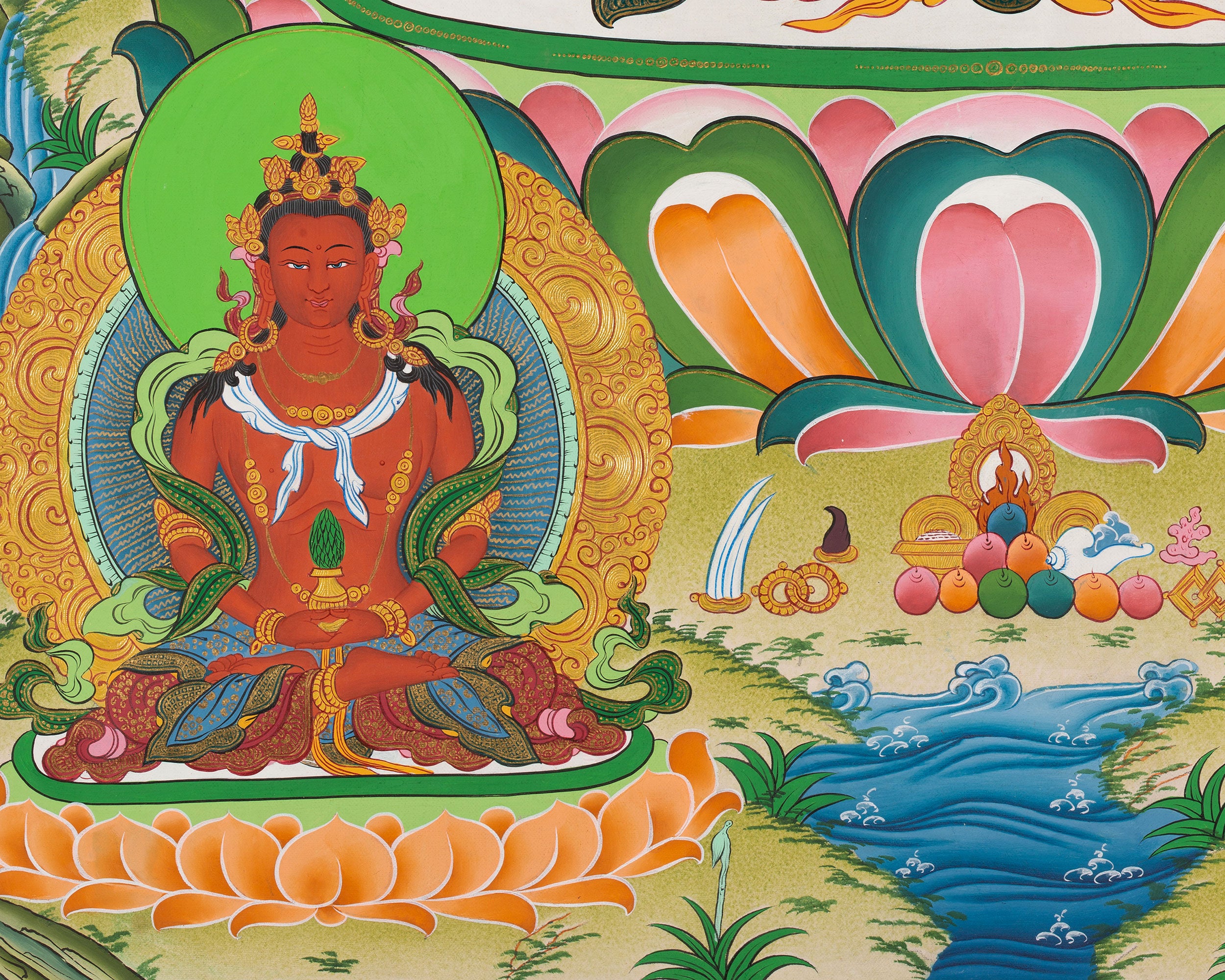 Hand-Painted White Tara (Sita Tara) Thangka | Female Buddhist Deity of Longevity