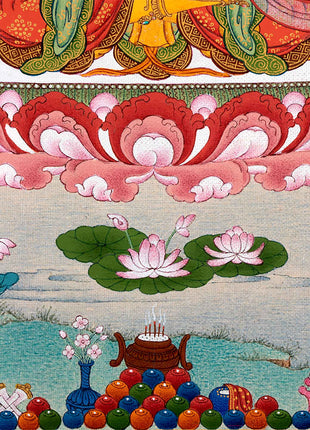 Tibetan Manjushri Thangka Painting | The Wisdom Deity Art for Spiritual Enlightenment | Hand Painted Artwork
