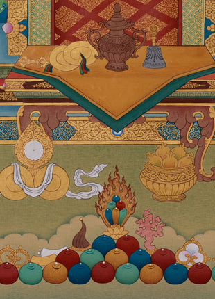 Red Amitabha Buddha Thangka | Buddha with Bodhisattvas
