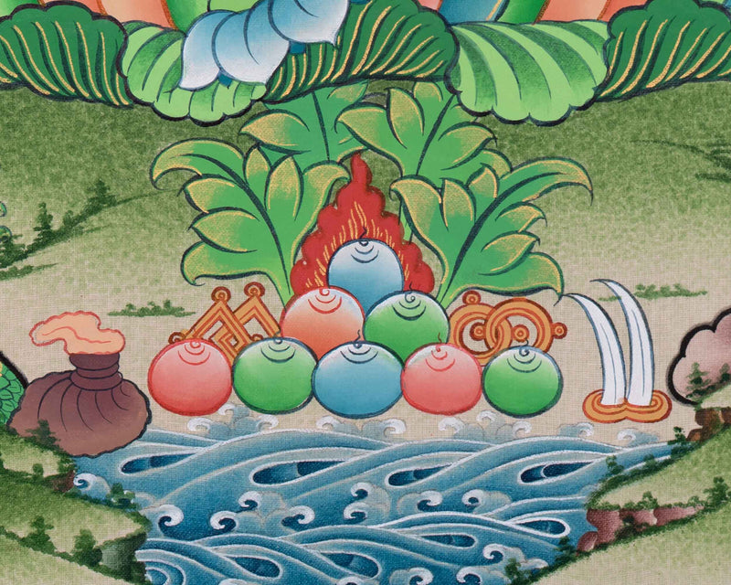 Dzambhala Divine Thangka Artwork | Embodiment of Abundance | Art for Meditation