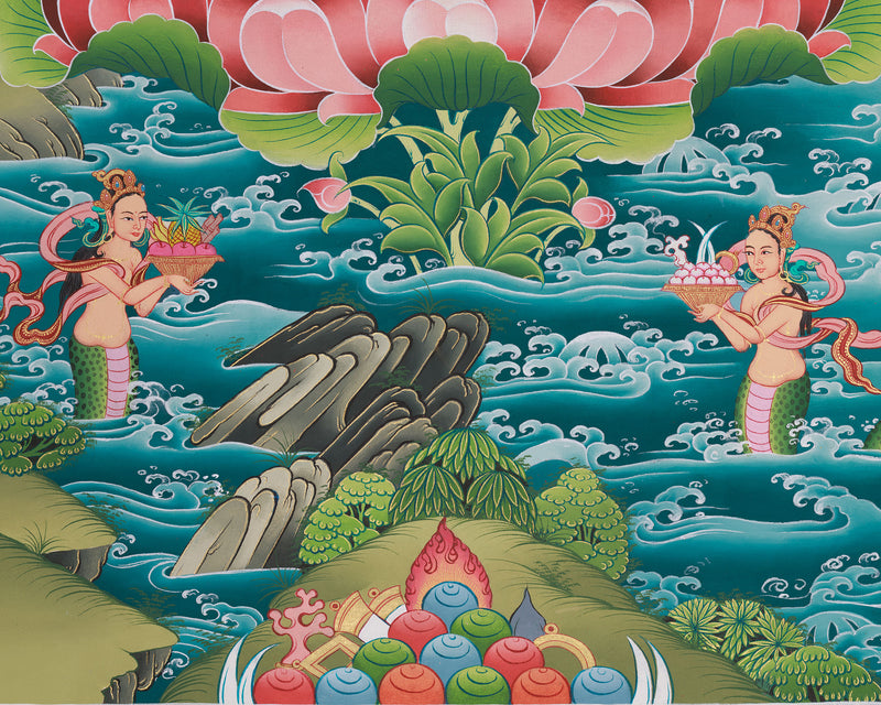 Bodhisattva of Wisdom (Manjushri) with Consort | Giclee Cotton Canvas Print