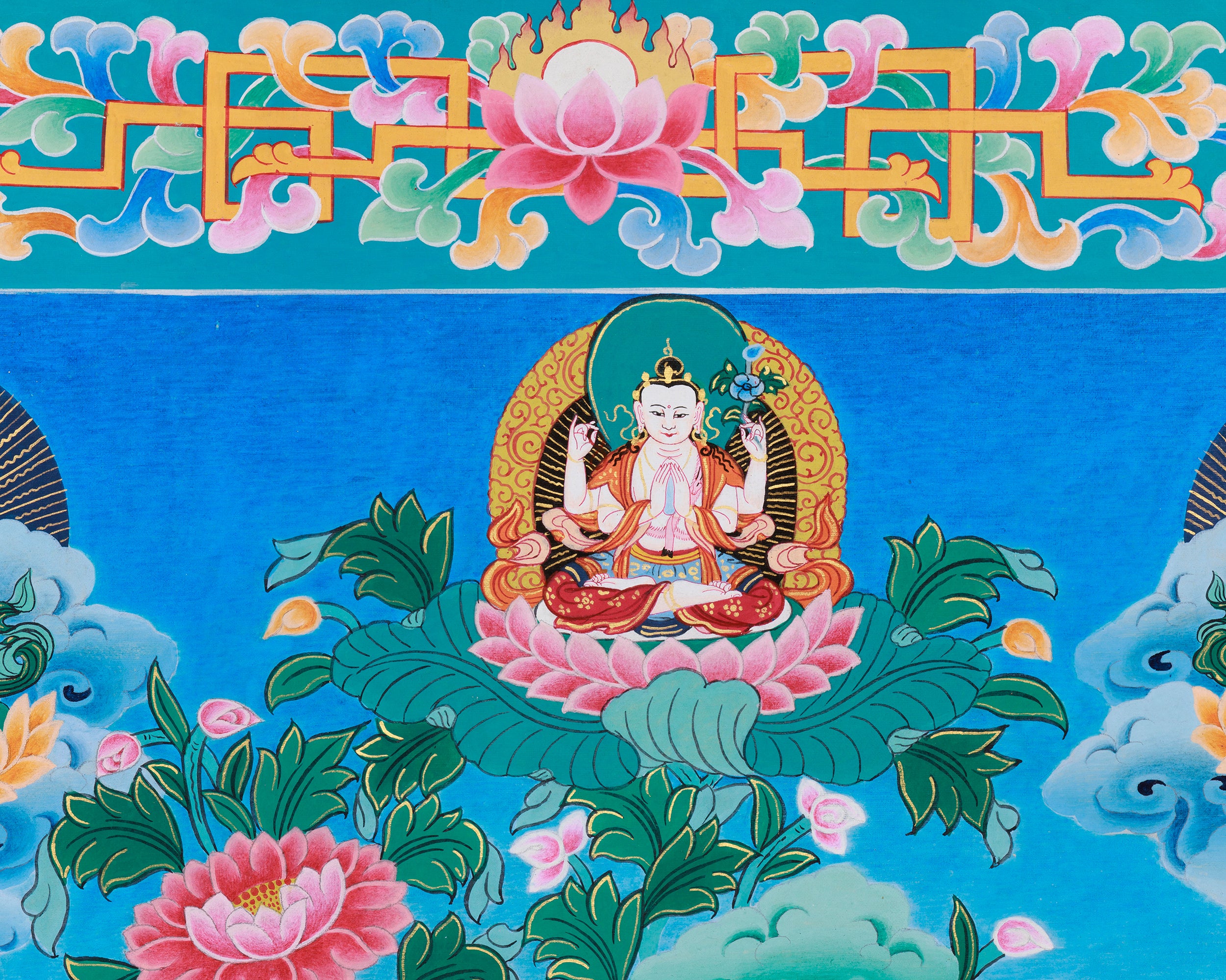 Goddess White Tara Thangka Art | Tibetan Buddhist Healing Artwork | Sita Tara